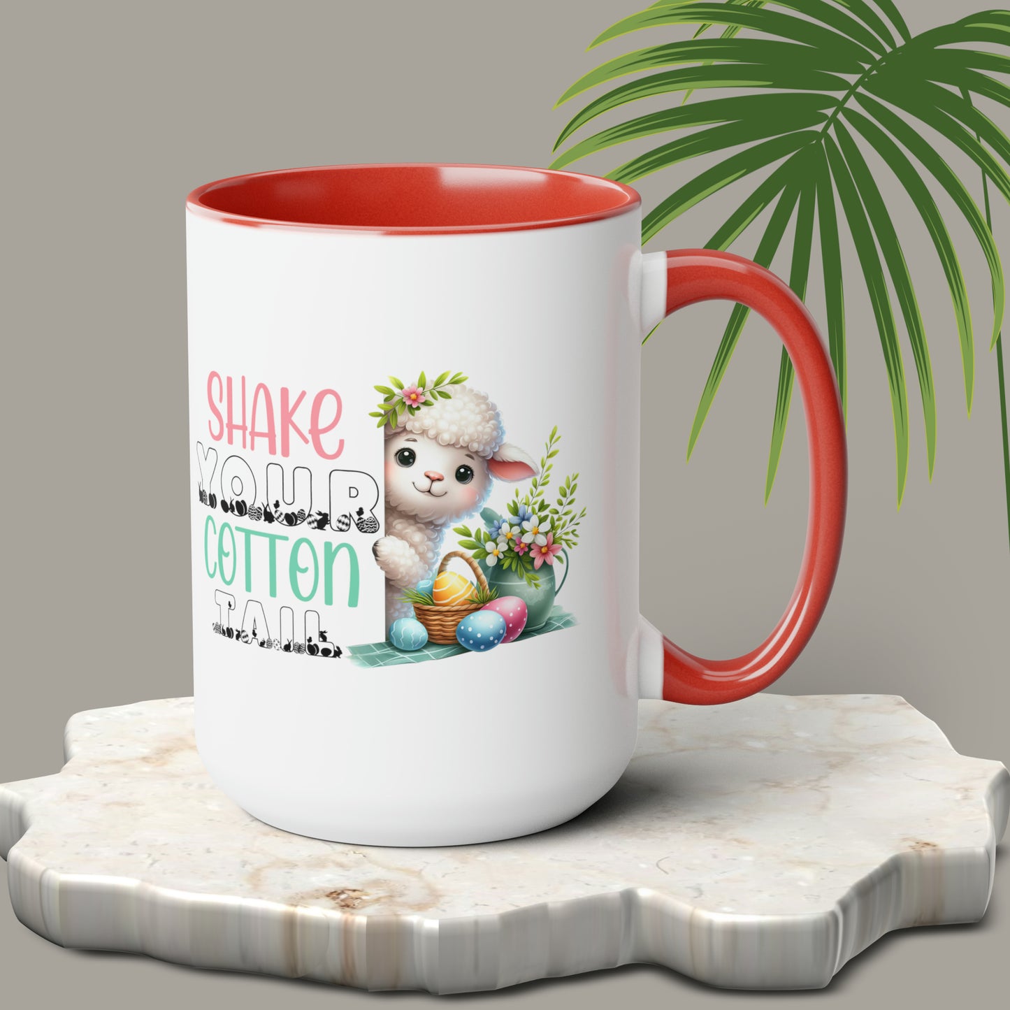 Shake Your Cotton Tail Two-Tone Coffee Mugs, 15oz