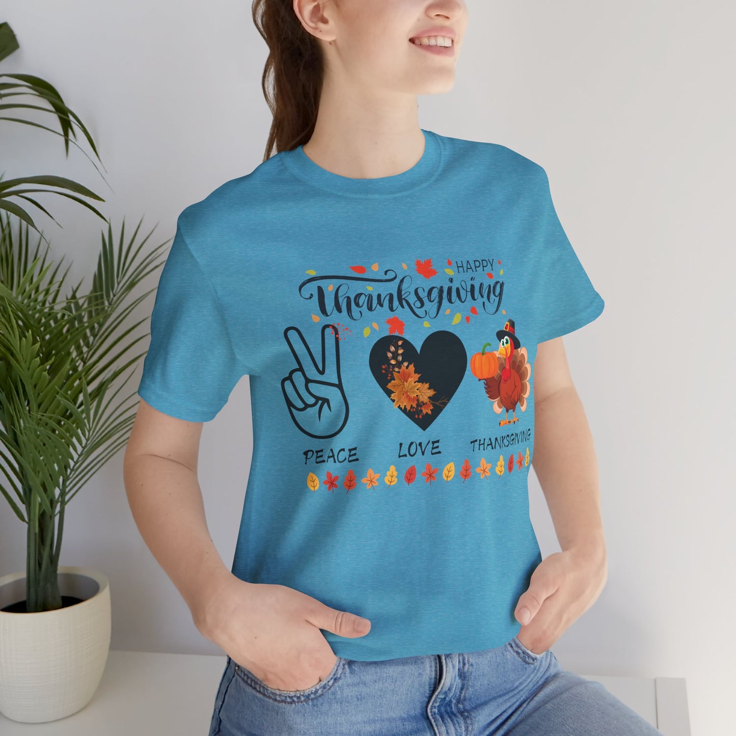 Peace Love Thanksgiving T-shirt, Happy Thanksgiving T-shirt, Happy thanksgiving 2024 T-shirt, Thanksgiving Gift,Turkey Shirt, Family Thanksgiving, Holiday Outfit.