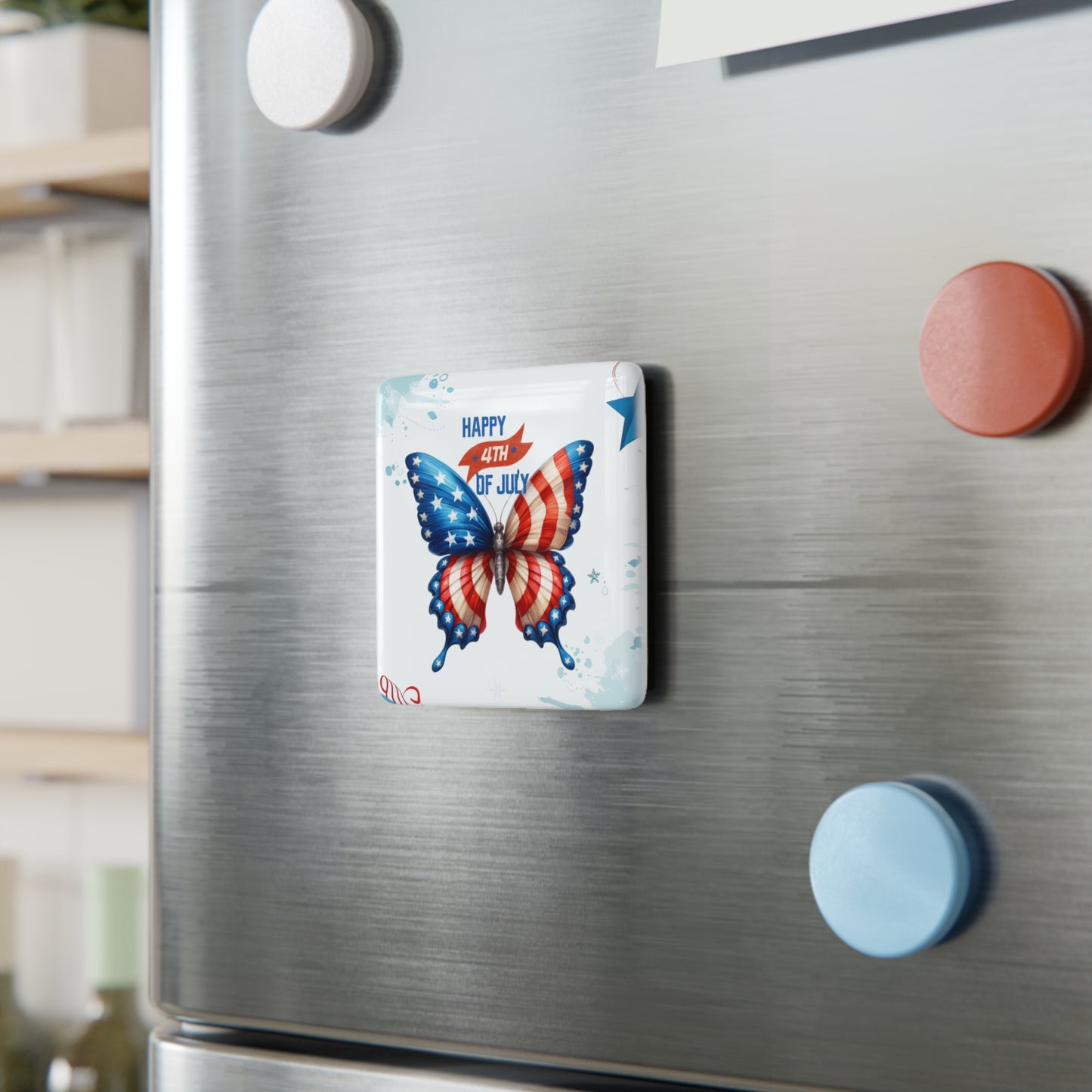 Happy 4th of July Porcelain Magnet, Square, Sunflower Magnet, America, Flag, Peace Love America. Proud To Be An American, Red White Blue Magnet, God Bless America Magnet.