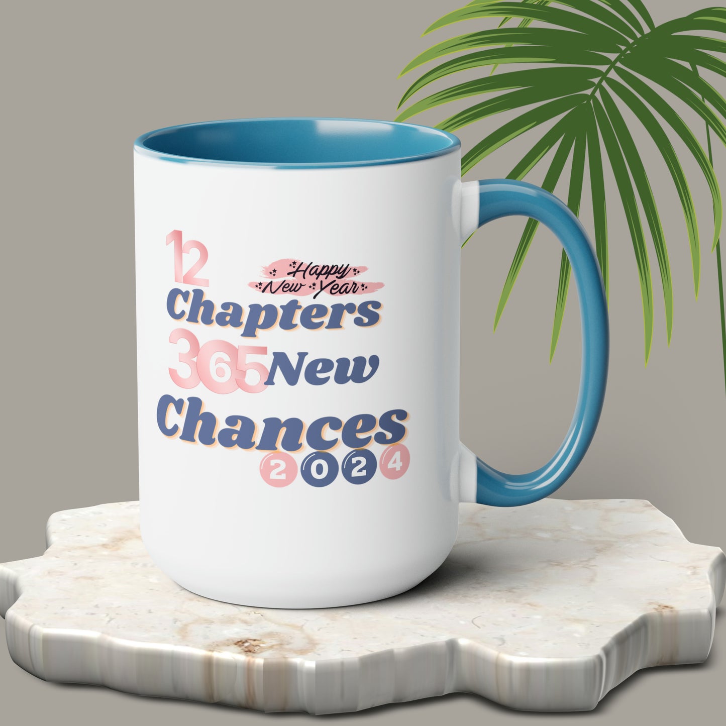 Happy New Year Two-Tone Coffee Mugs, 15oz