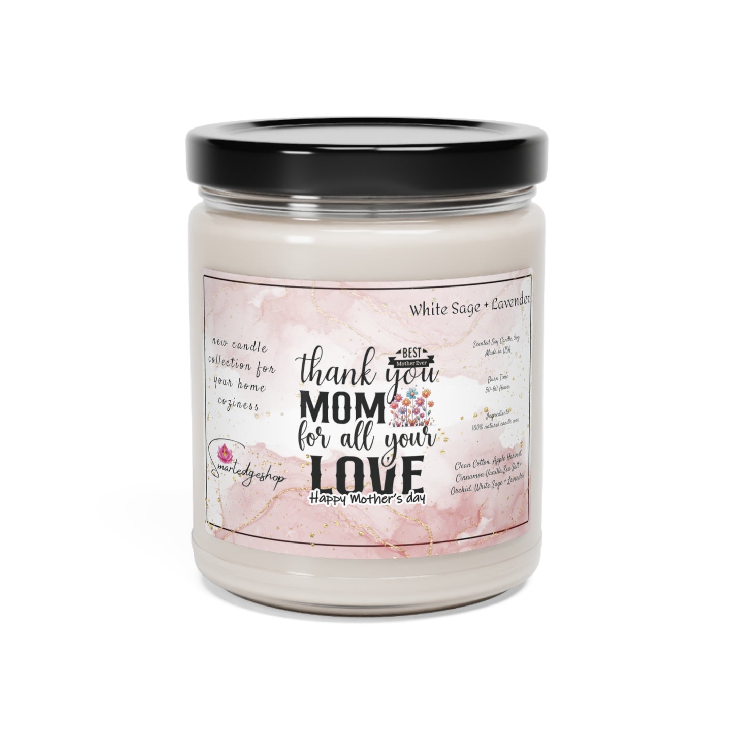 Happy Mother's Day Scented Soy Candle, 9oz, Gift for mom.