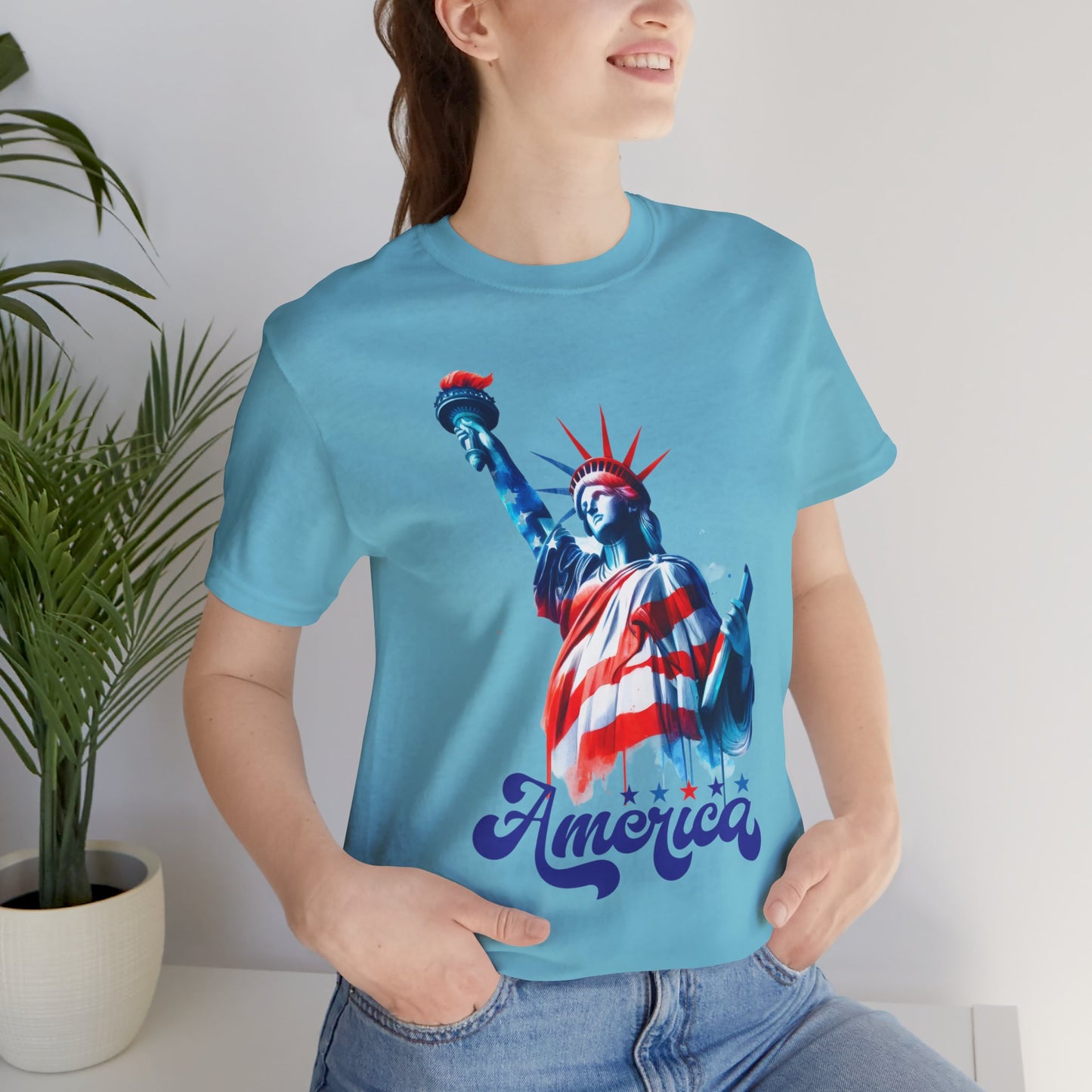 4th of July T-shirt, Sweet Land Of Liberty T-Shirt, Fourth of July unisex jersey short sleeve, America, Flag, Peace Love America. Proud To Be An American, Red White Blue.