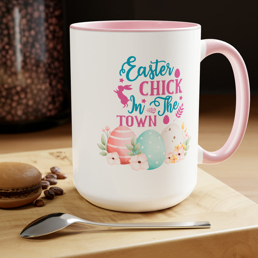 Happy Easter Two-Tone Coffee Mugs, 15oz