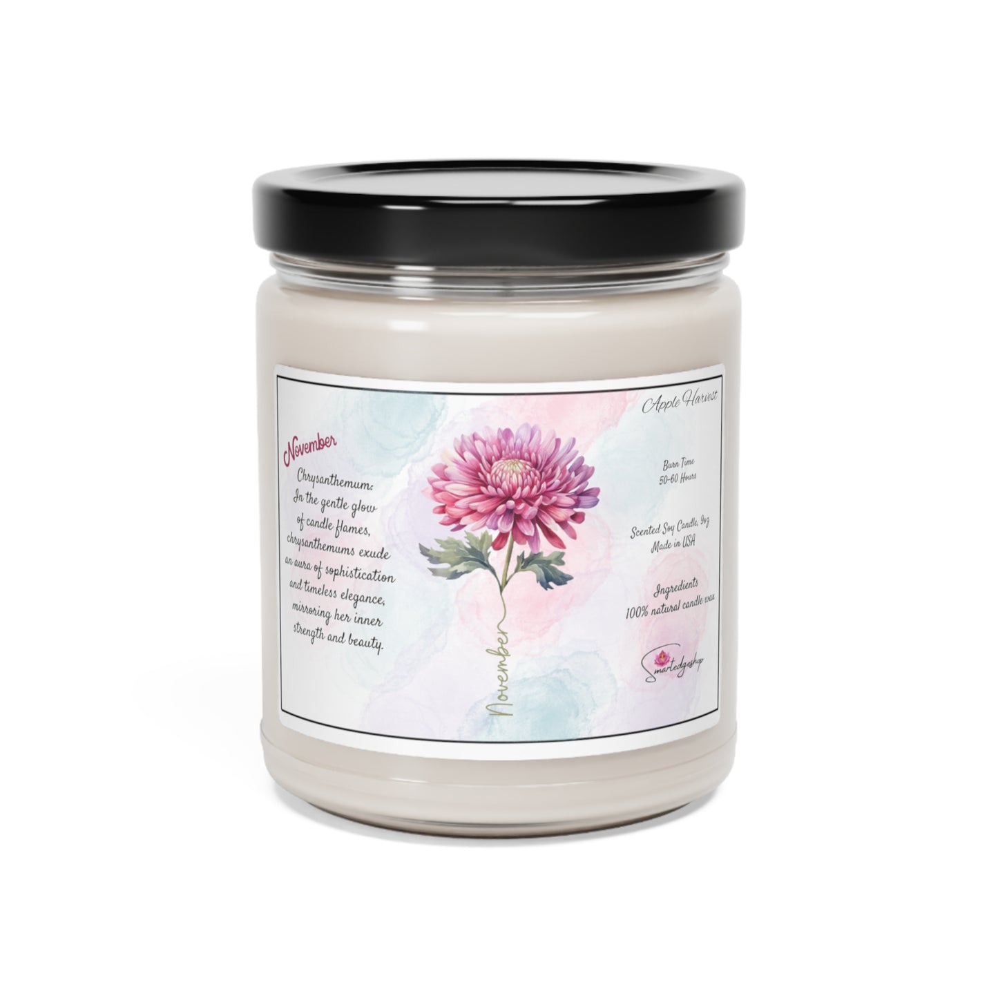 November Birth Month Flower Scented Soy Candle, 9oz