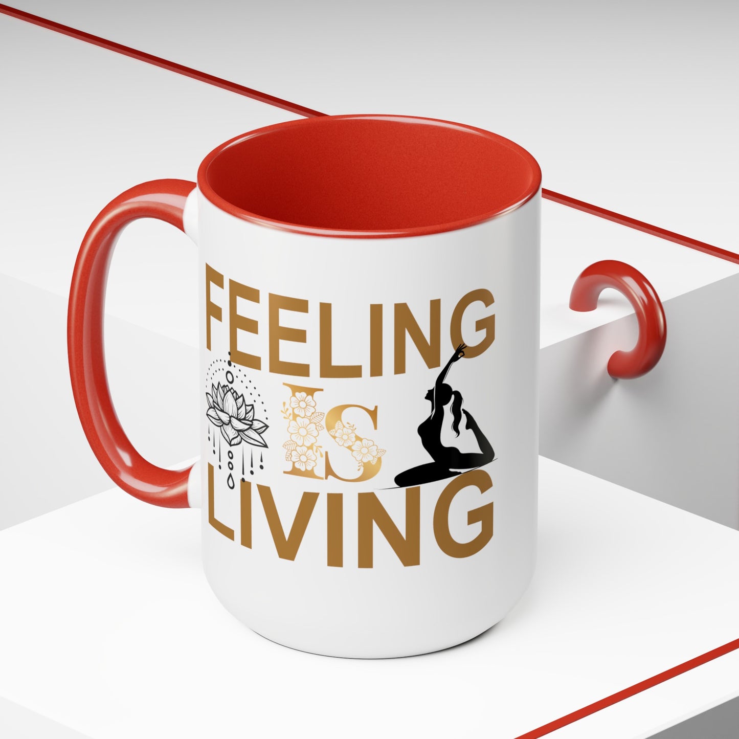 Feeling Is Living Yoga Coffee Mug, Cute Yoga Coffee Mug, Yoga lovers Coffee Mug, Yoga Instructor Gift, Gift For Yoga lover, Gift For Yogi.