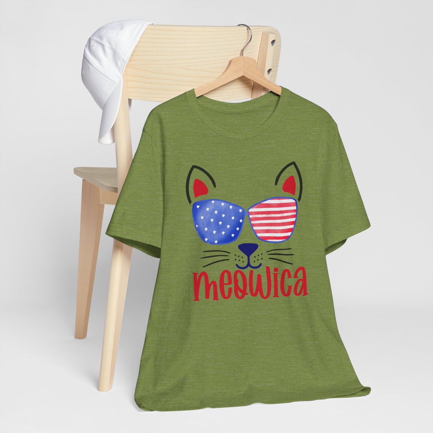 4th of July T-Shirt, Meowica T-shirt,  Fourth of July unisex jersey short sleeve.