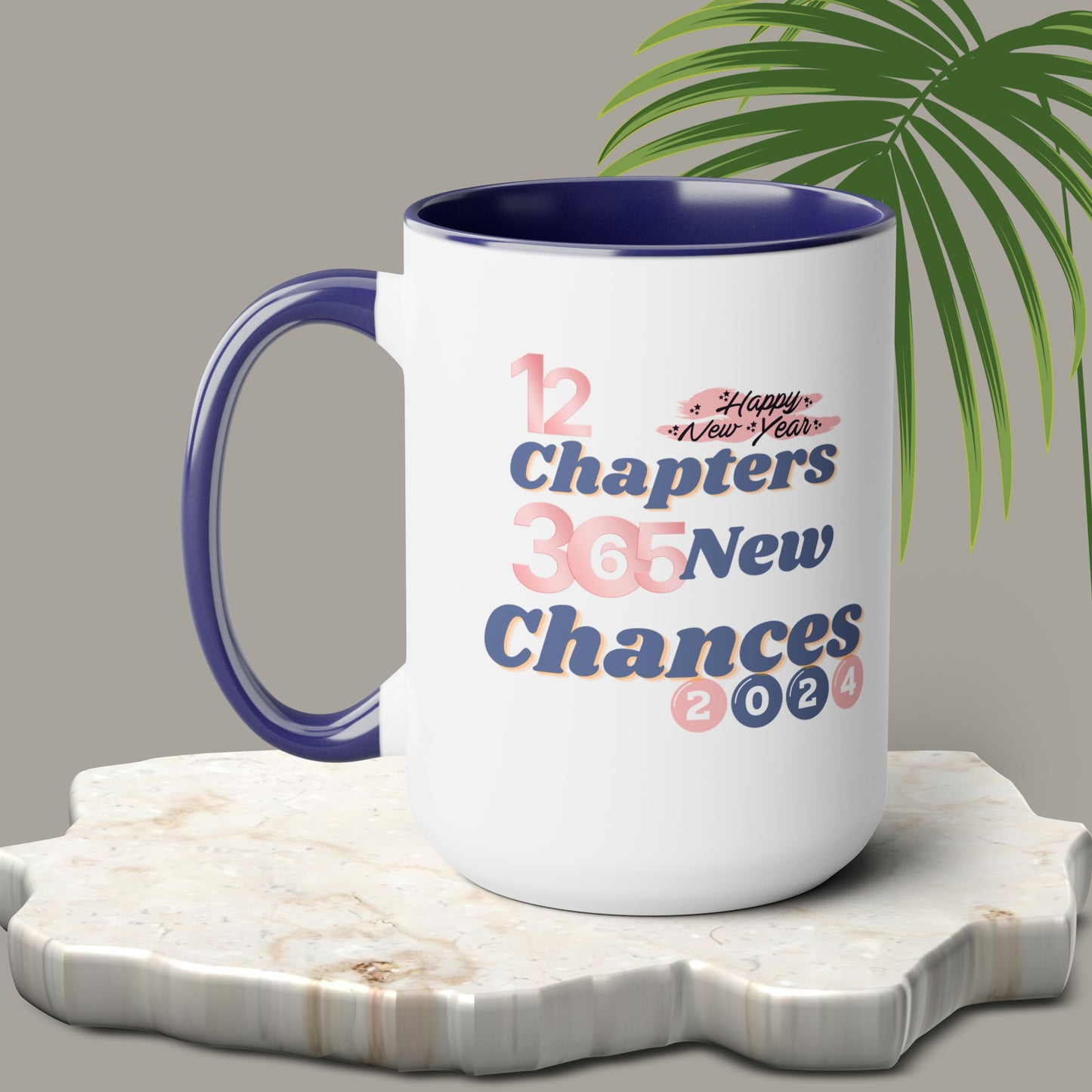 Happy New Year Two-Tone Coffee Mugs, 15oz