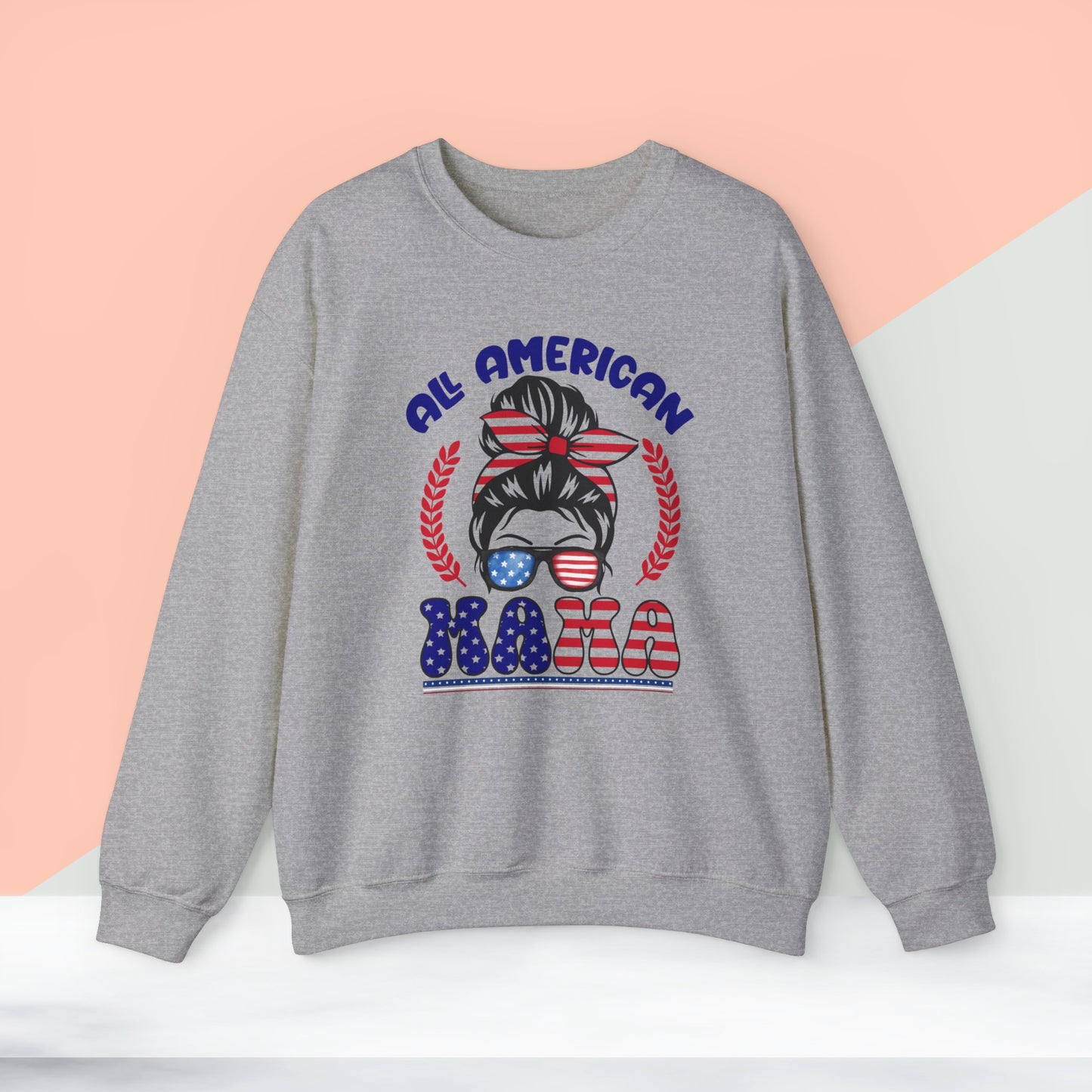 Happy 4th Of July Sweatshirt, All American Mama Sweatshirt, Fourth of July unisex heavy blend crewneck sweatshirt.