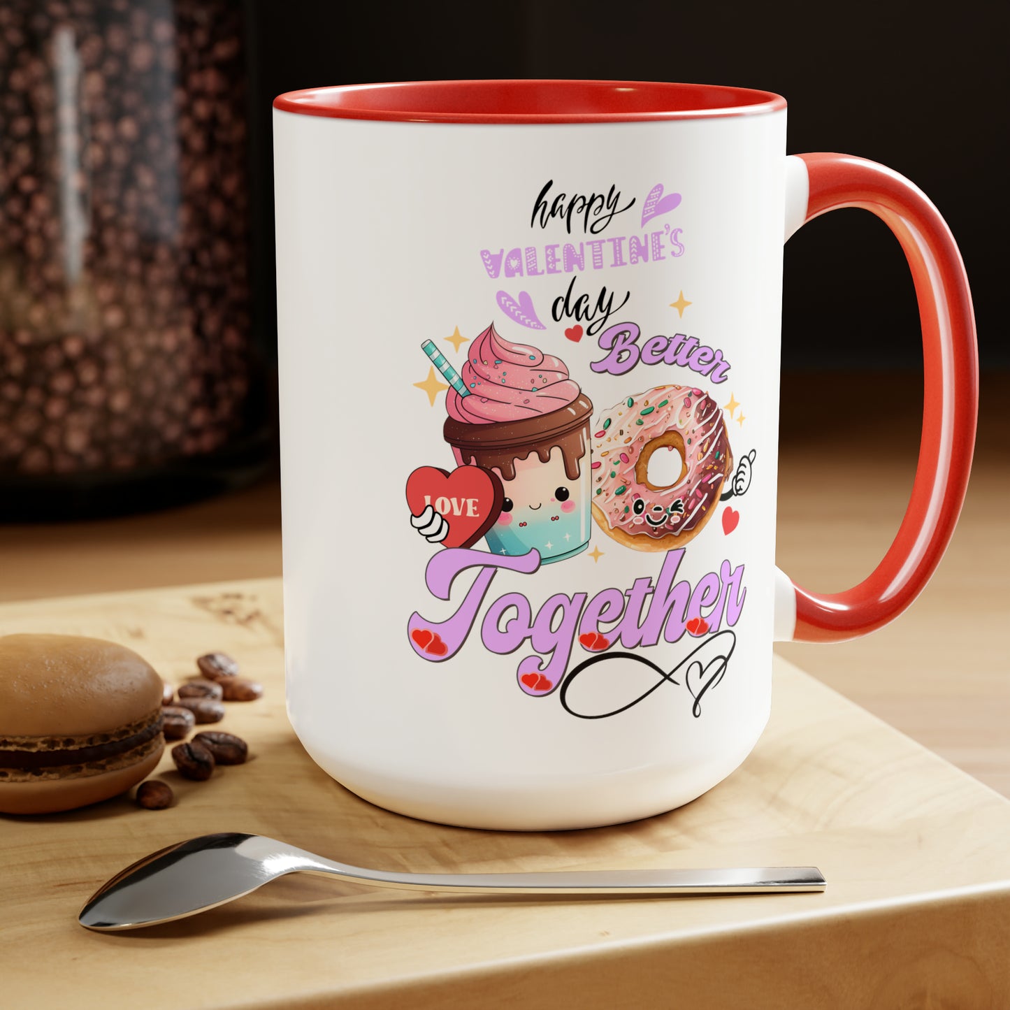 Happy valentines day Two-Tone Coffee Mugs, 15oz