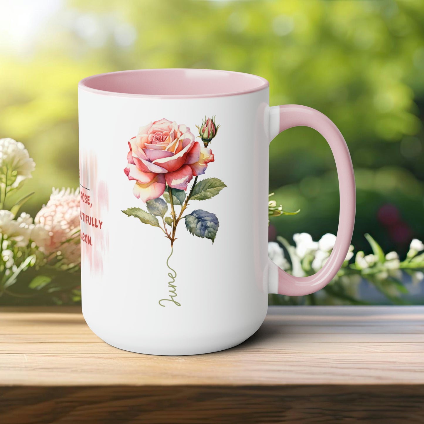 Birth Month flower Tow-Tone Coffee Mug.15oz, June Birth Month flower mug.