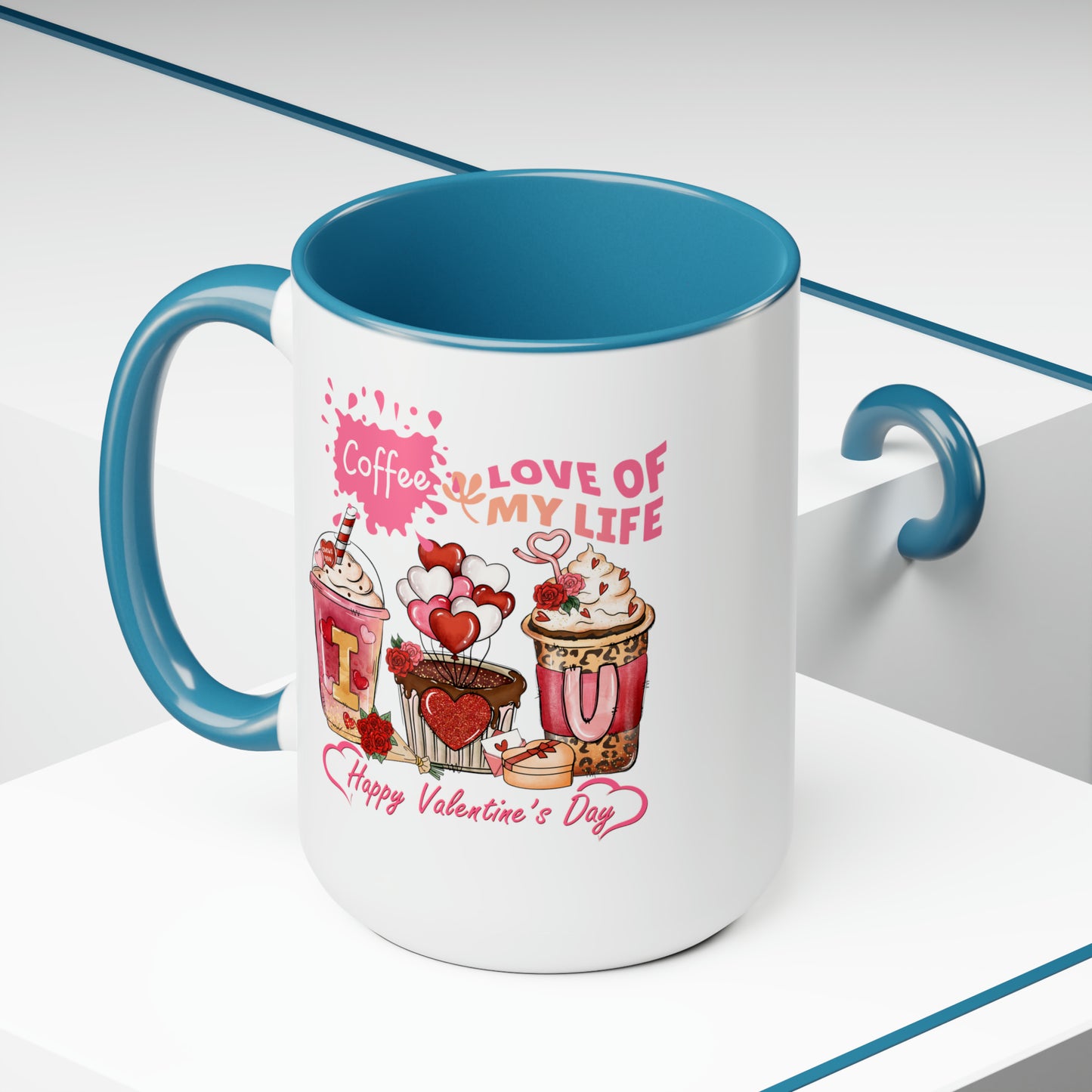 Happy valentines day Two-Tone Coffee Mugs, 15oz