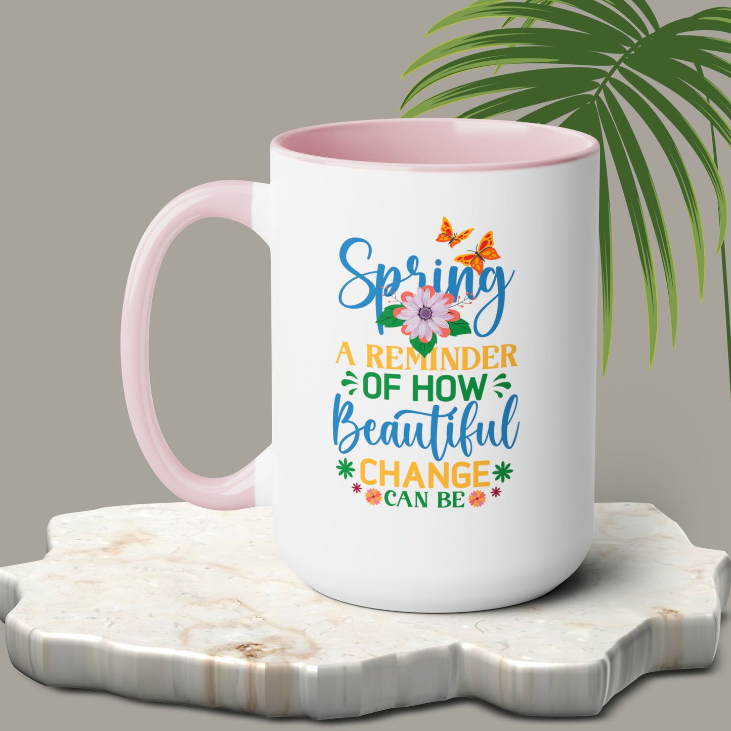 Spring Time Two-Tone Coffee Mugs, 15oz