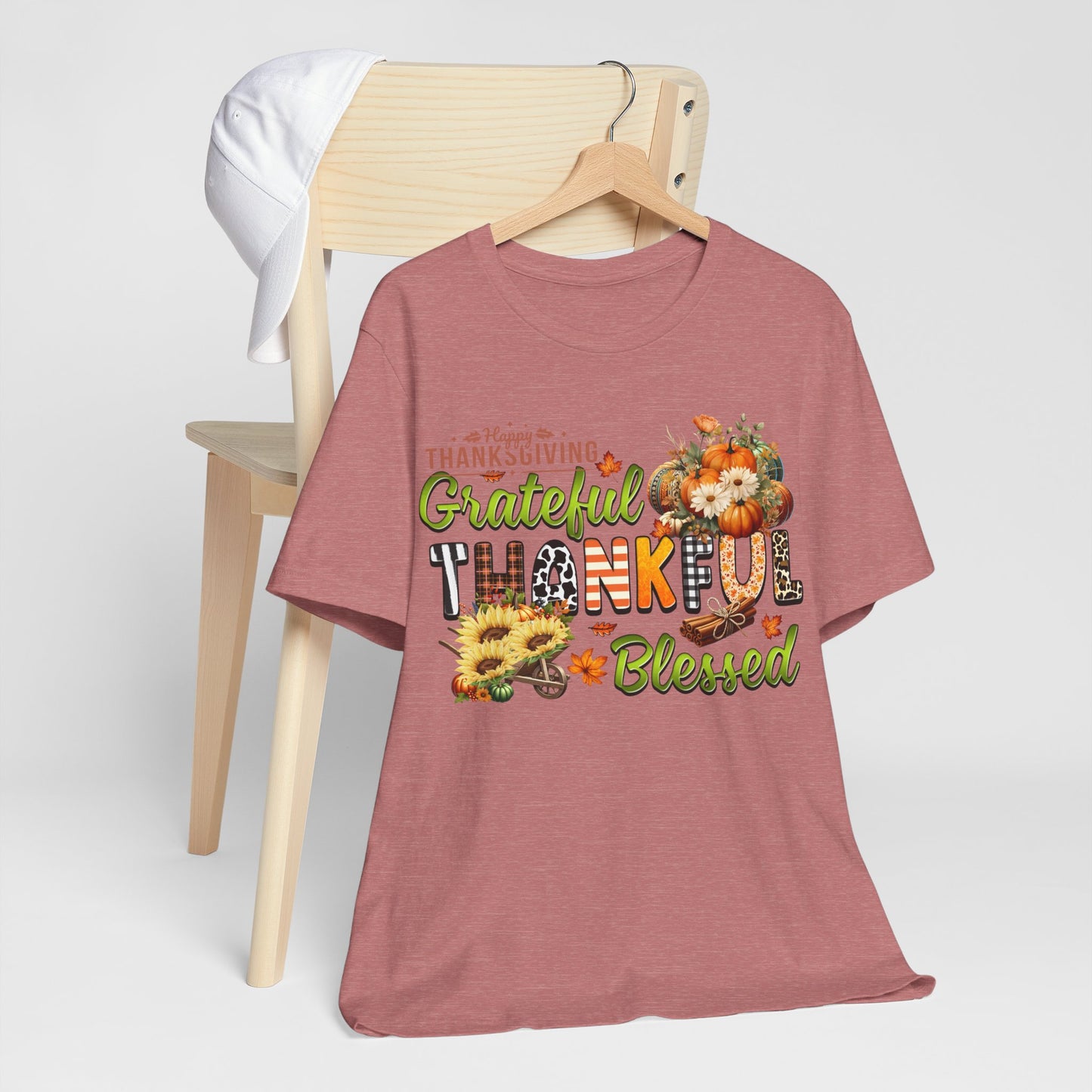 Grateful Thankful Blessed T-shirt, Happy Thanksgiving T-shirt, Happy thanksgiving 2024 T-shirt, Thanksgiving Gift,Turkey Shirt, Family Thanksgiving, Holiday Outfit.