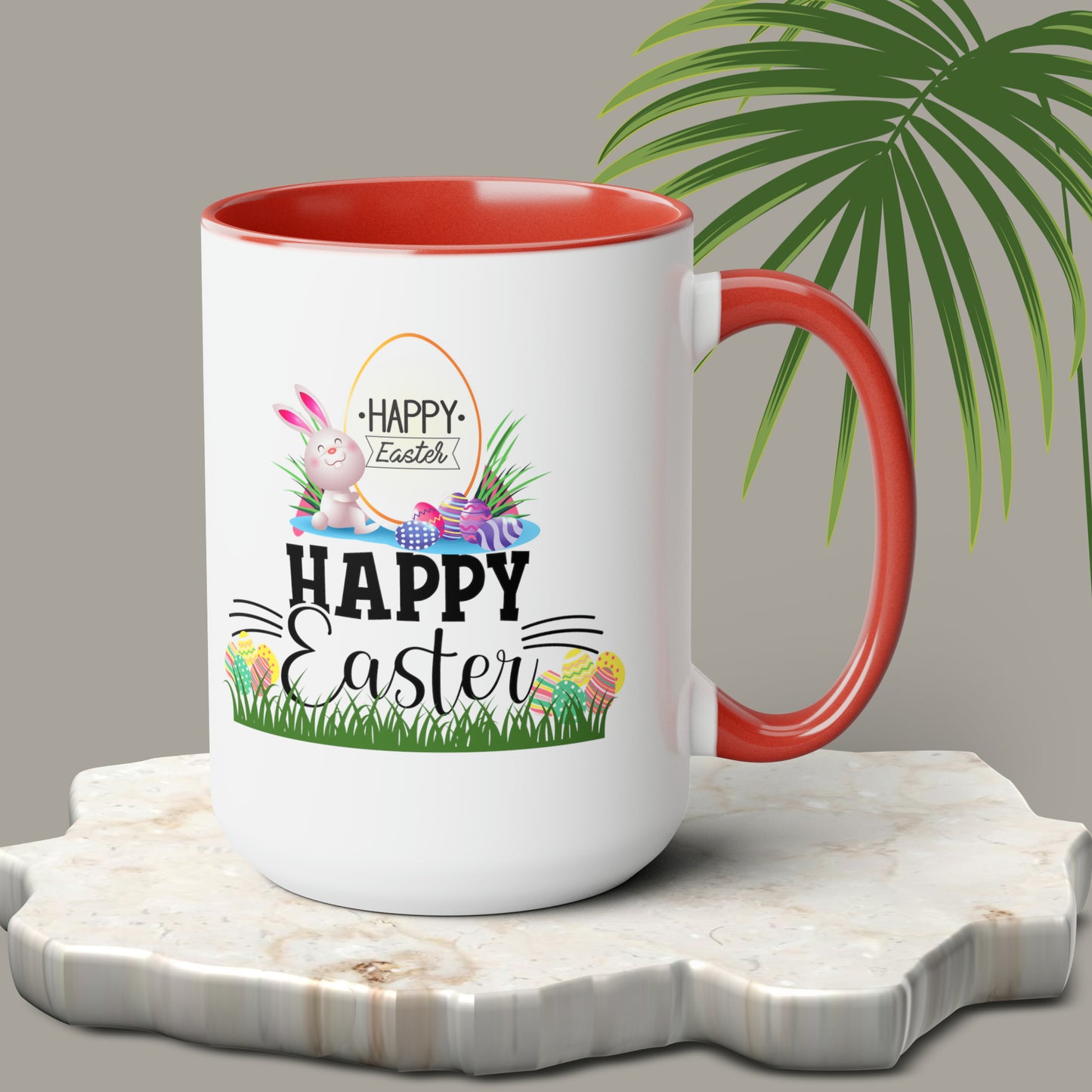 Happy Easter Two-Tone Coffee Mugs, 15oz