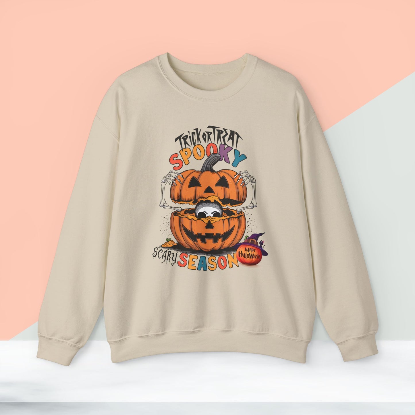 Spooky Scary Season Sweatshirt, Happy Halloween Sweatshirt - Unisex Heavy Blend Crewneck, Halloween Sweatshirt, Cute Spooky Ghost sweatshirt.