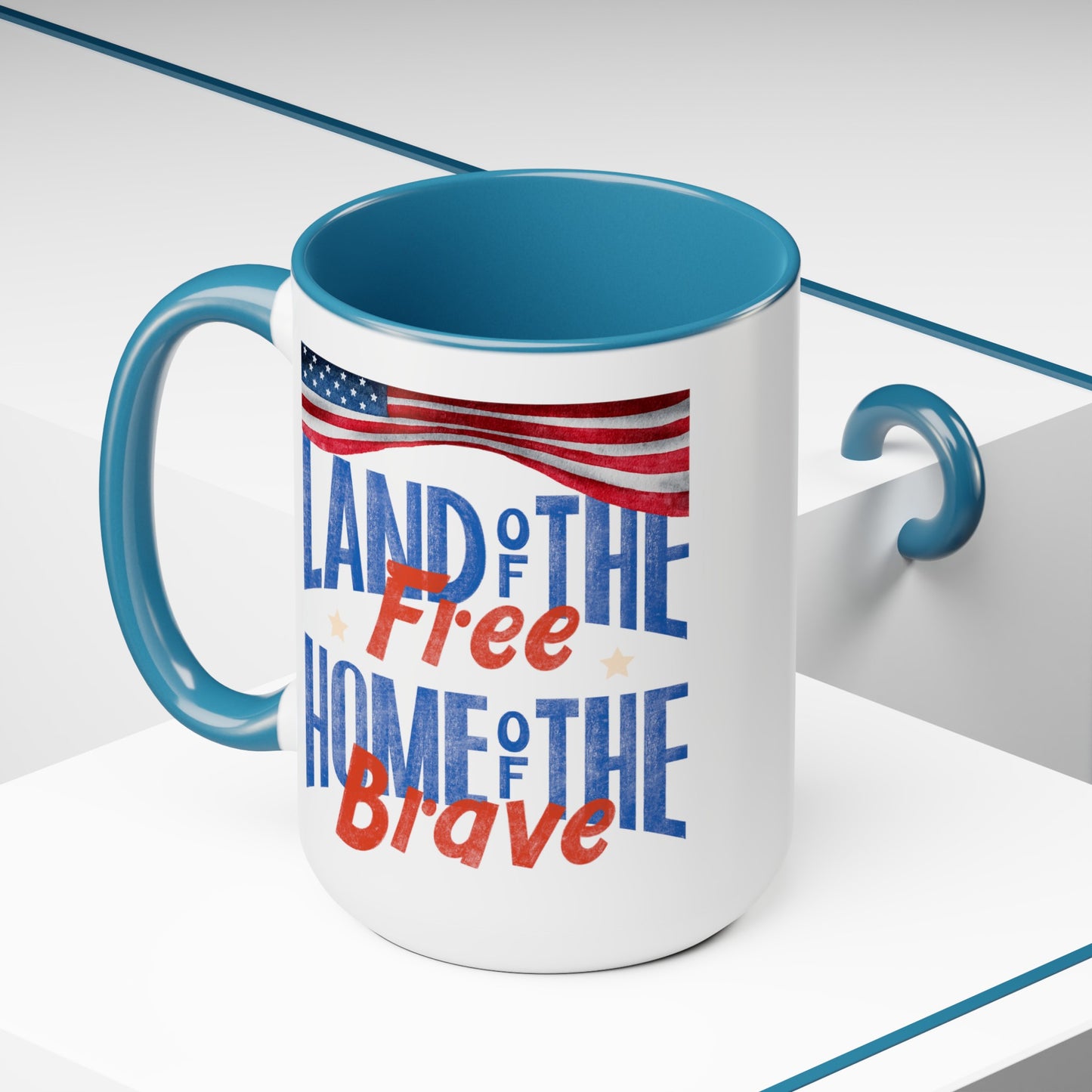 Happy 4th Of July Two -Tone Coffee Mug.15oz.