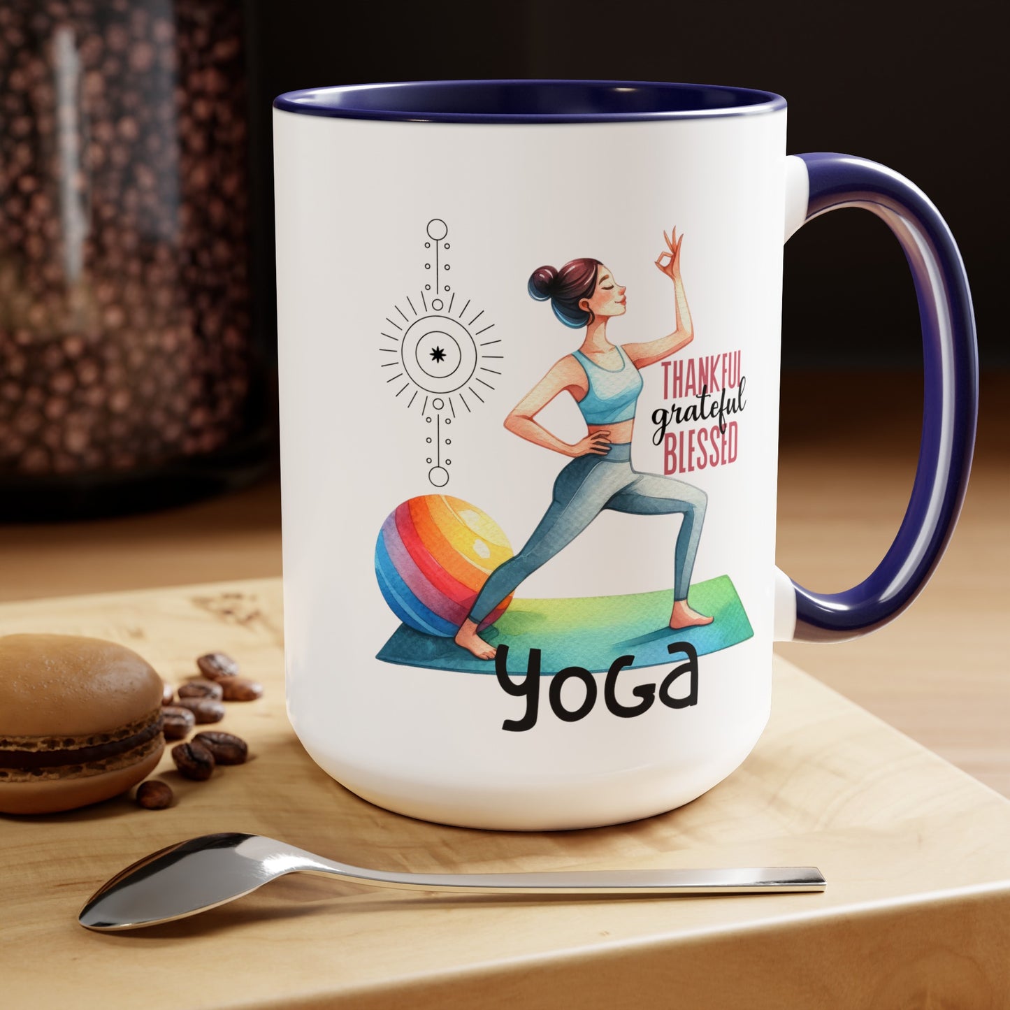 Thankful Grateful Blessed Yoga Coffee Mug, Cute Yoga Coffee Mug, Yoga lovers Coffee Mug, Yoga Instructor Gift, Gift For Yoga lover, Gift For Yogi.