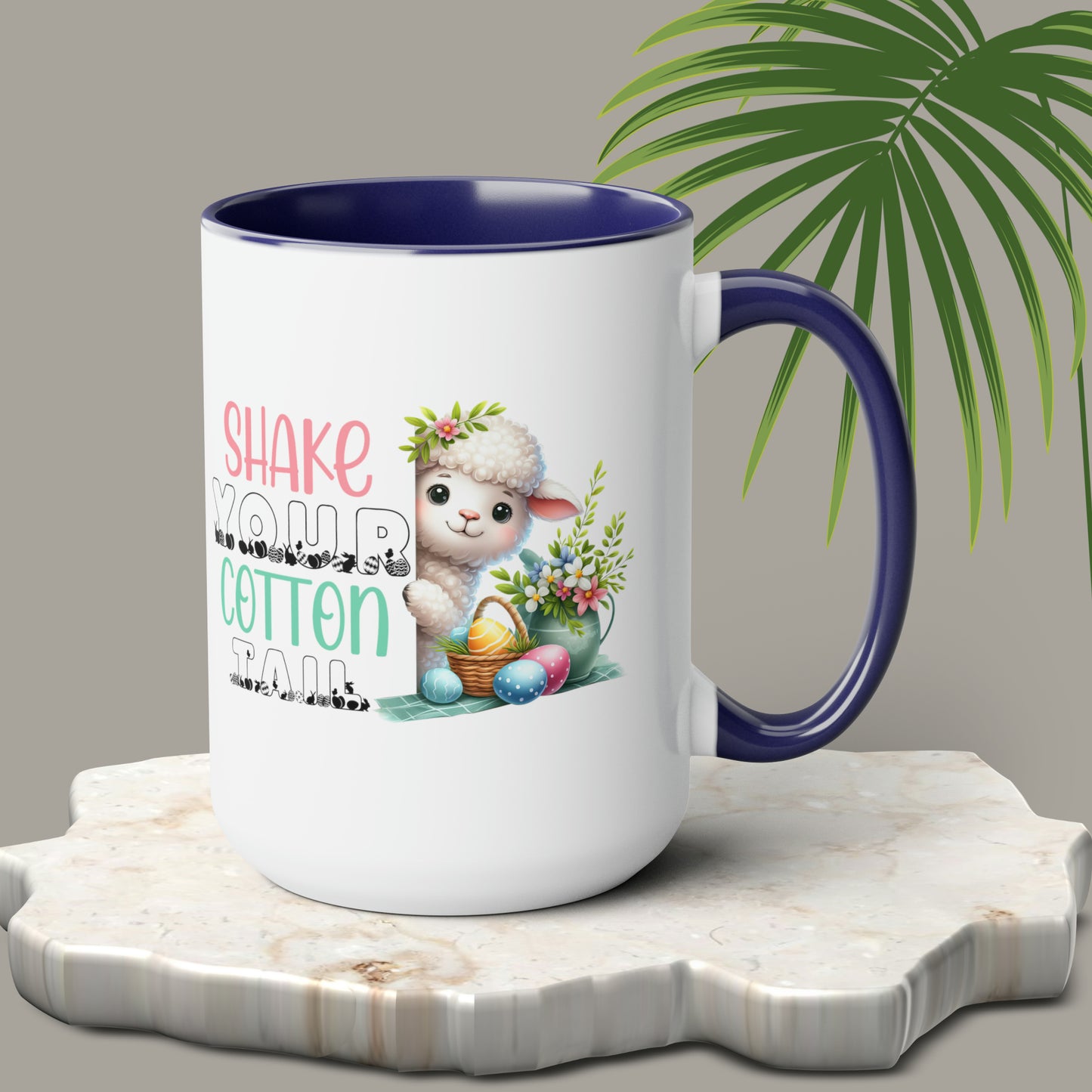 Shake Your Cotton Tail Two-Tone Coffee Mugs, 15oz