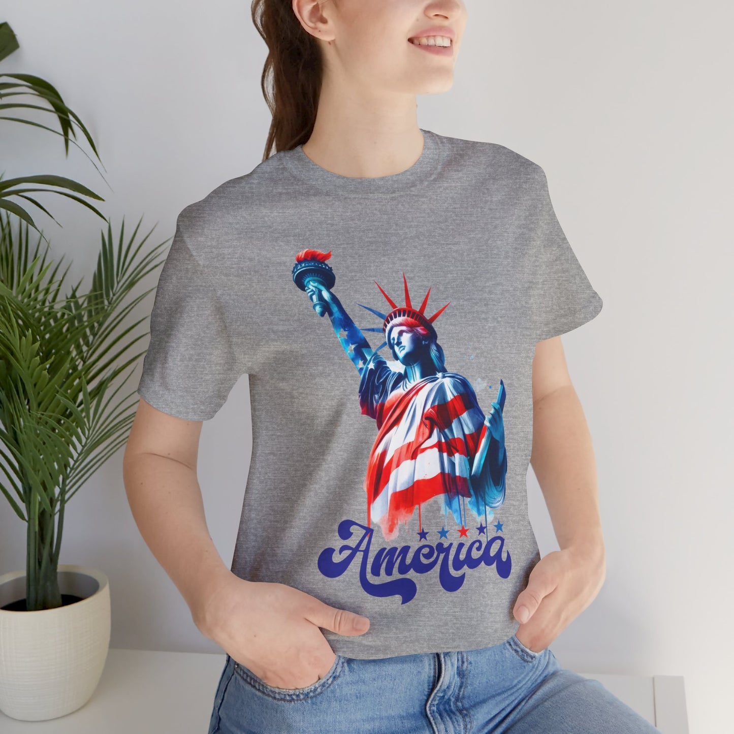 4th of July T-shirt, Sweet Land Of Liberty T-Shirt, Fourth of July unisex jersey short sleeve, America, Flag, Peace Love America. Proud To Be An American, Red White Blue.