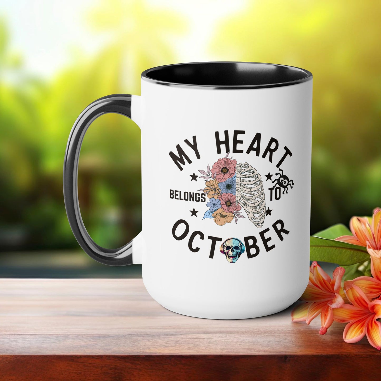 My Heart Belongs To October Halloween Coffee Mug,  Let's Go Halloween Coffee Mug, Trick or Treat Halloween Coffee Mug, Cute Skeleton Coffee Mug, Spooky Season Halloween Coffee Mug.