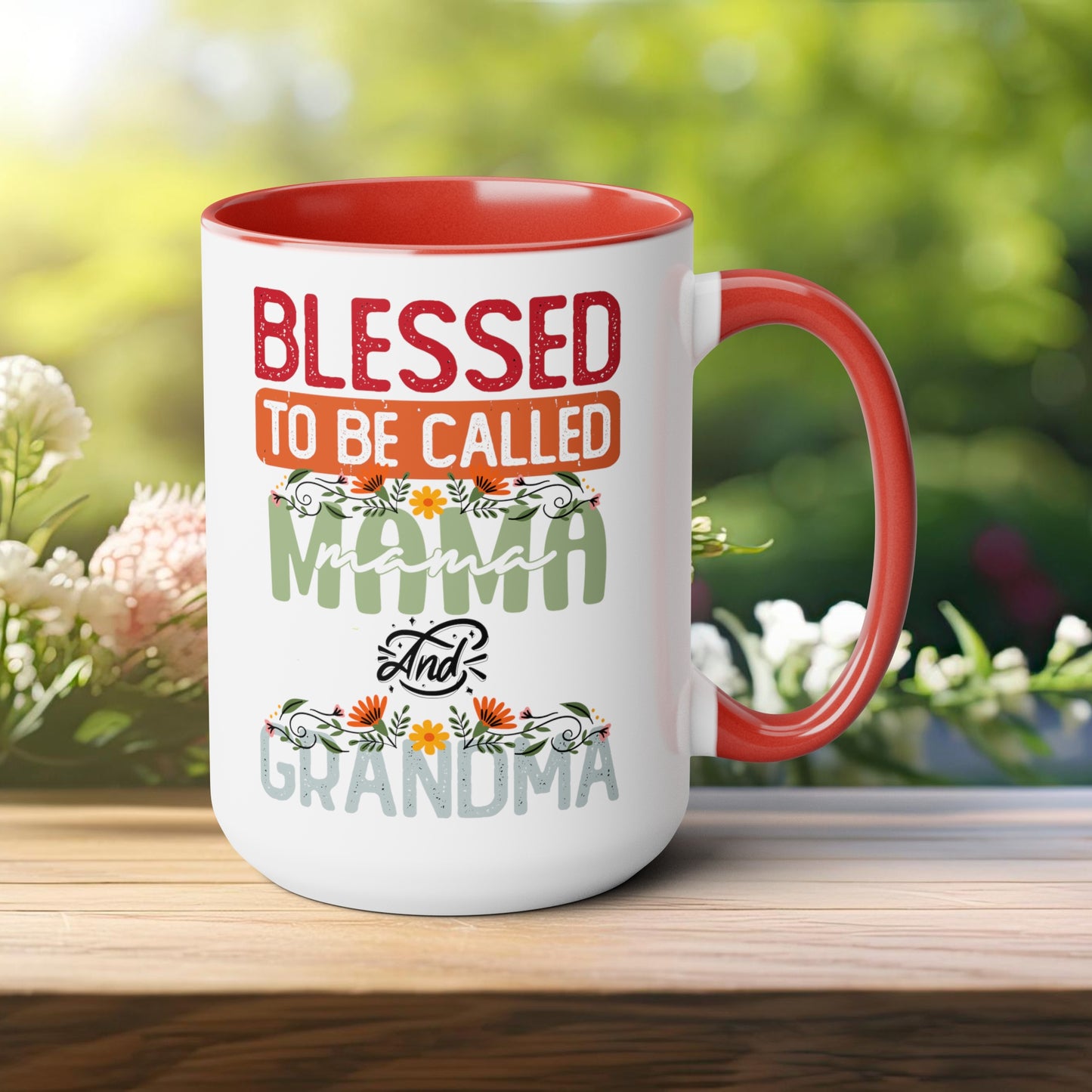 Happy Mother's dayTow-Tone Coffee Mug.15oz, Gift for mom & grandma, Mama's Coffee Mug