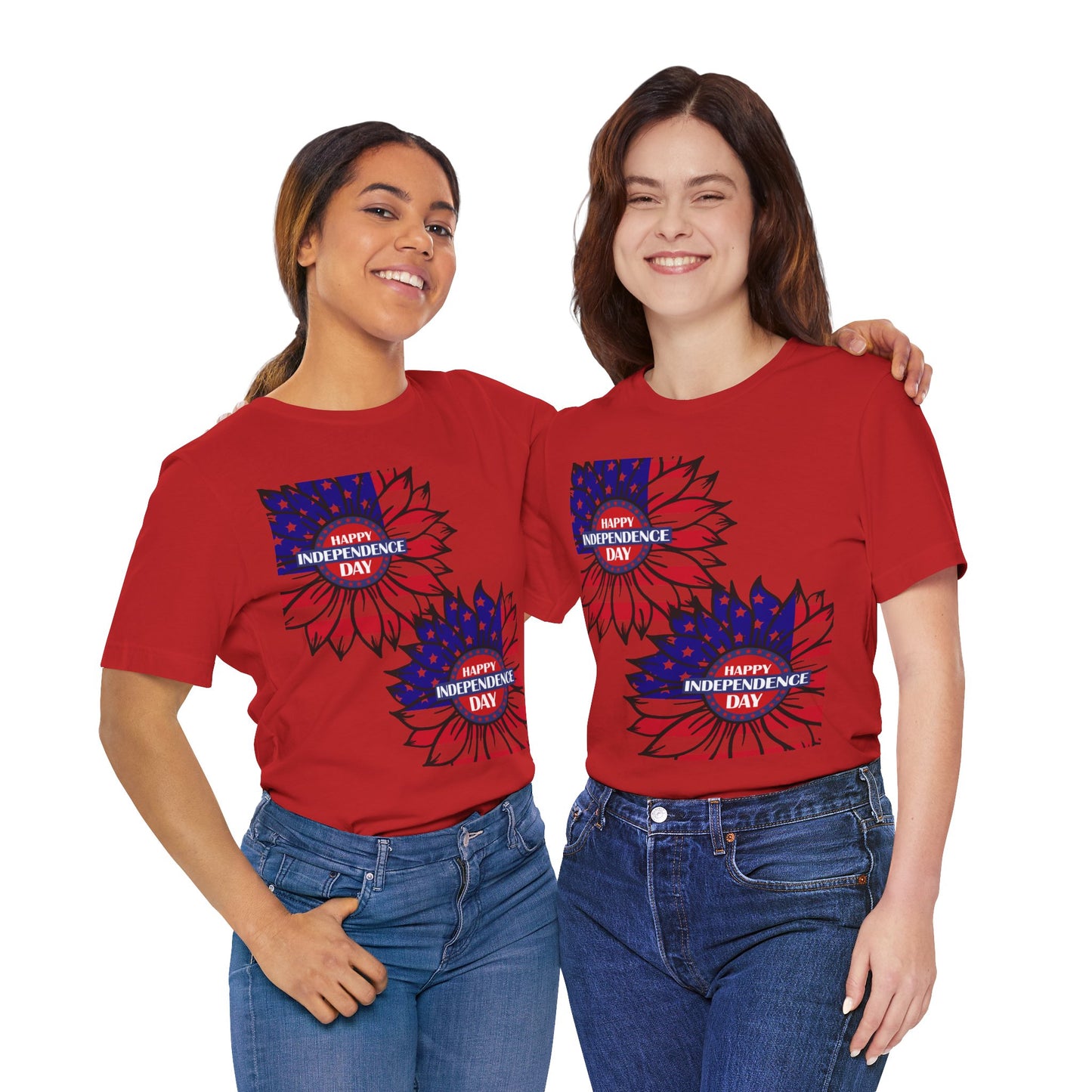 4th of July T-Shirt, Happy Independence Day Sunflower T-Shirt, Fourth of July unisex jersey short sleeve.