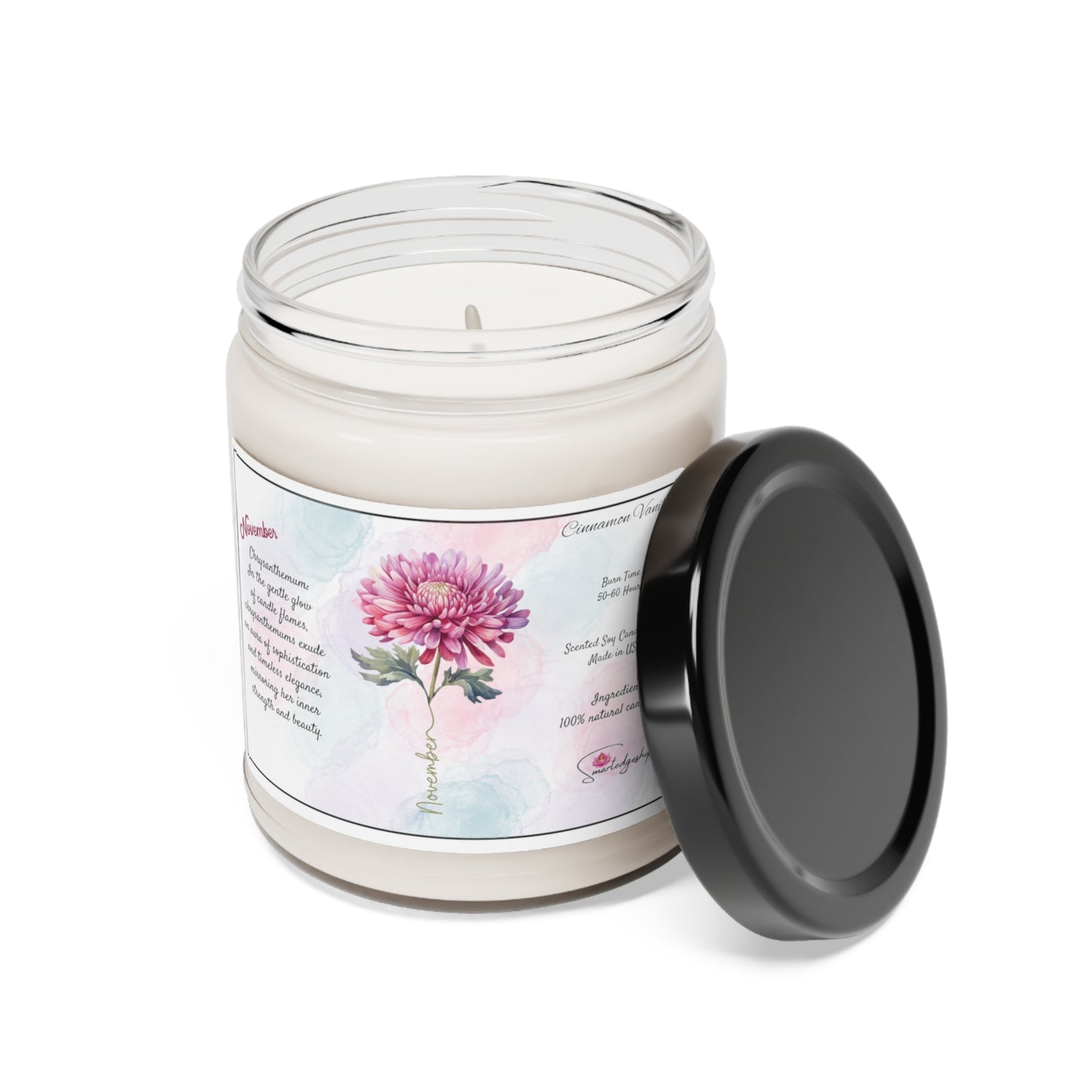 November Birth Month Flower Scented Soy Candle, 9oz