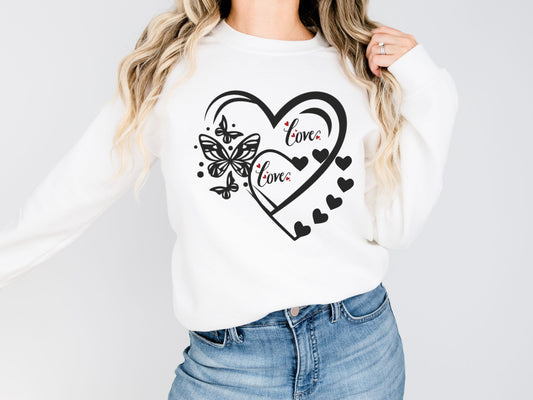 Happy valentines day butterfly heart shape Unisex Heavy Blend™ Crewneck Sweatshirt