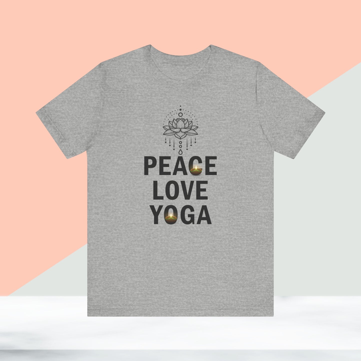 Peace Love Yoga T-Shirt, Cute Yoga workout Shirt, Yoga lovers T-shirt, Yoga Instructor Gift, Gym shirt, Gift For Yoga lover, Gift For Yogi.