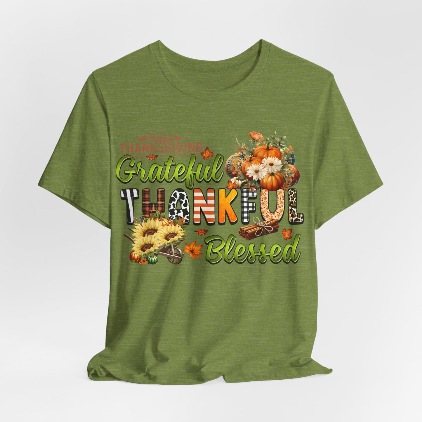 Grateful Thankful Blessed T-shirt, Happy Thanksgiving T-shirt, Happy thanksgiving 2024 T-shirt, Thanksgiving Gift,Turkey Shirt, Family Thanksgiving, Holiday Outfit.