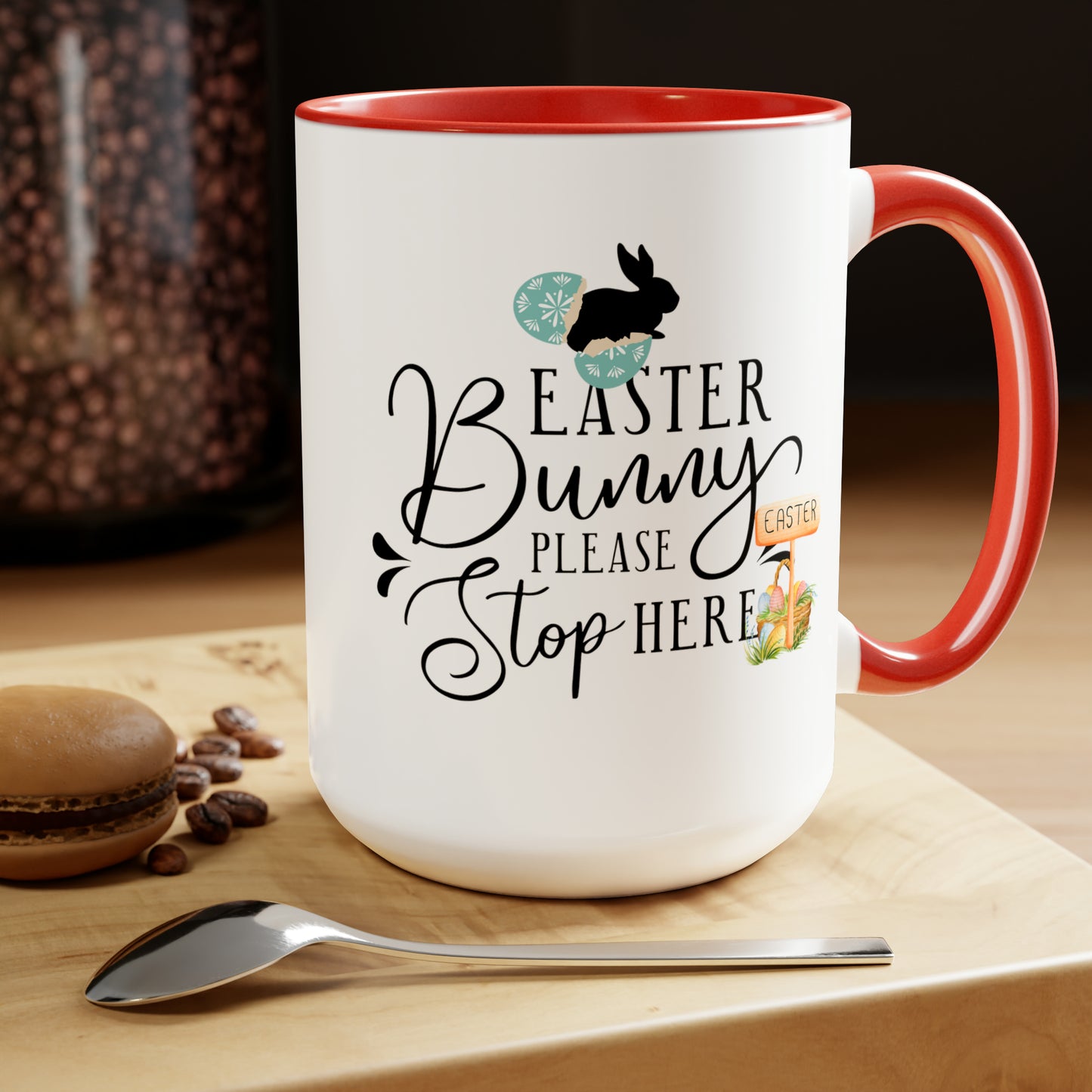 Happy Easter Two-Tone Coffee Mugs, 15oz