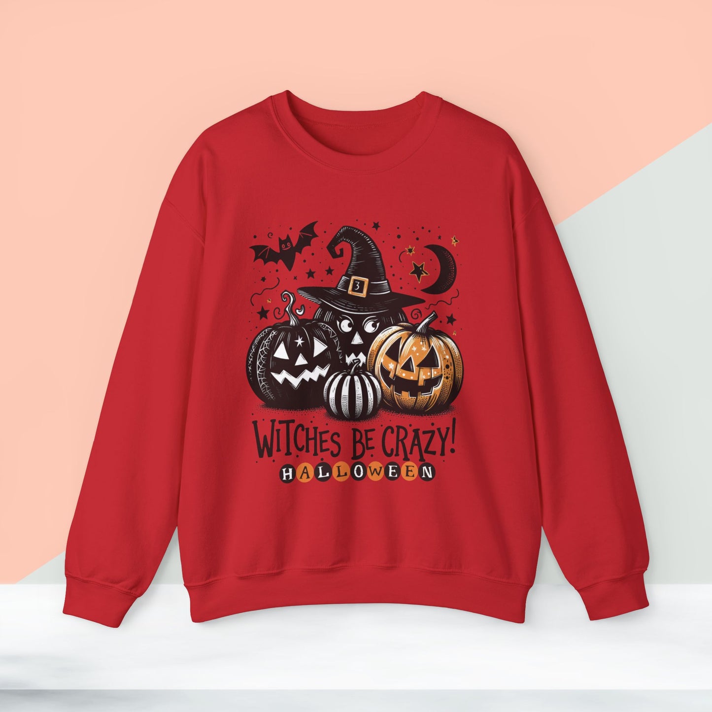 Witches be crazy sweatshirt, happy halloween sweatshirt - Unisex Heavy Blend Crewneck, halloween sweatshirt, cute spooky cat sweatshirt.