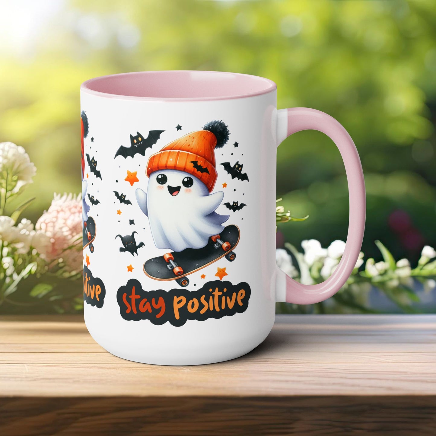 Stay Positive Halloween Coffee Mug,  Let's Go Halloween Coffee Mug, Trick or Treat Halloween Coffee Mug, Cute Skeleton Coffee Mug, Spooky Season Halloween Coffee Mug.