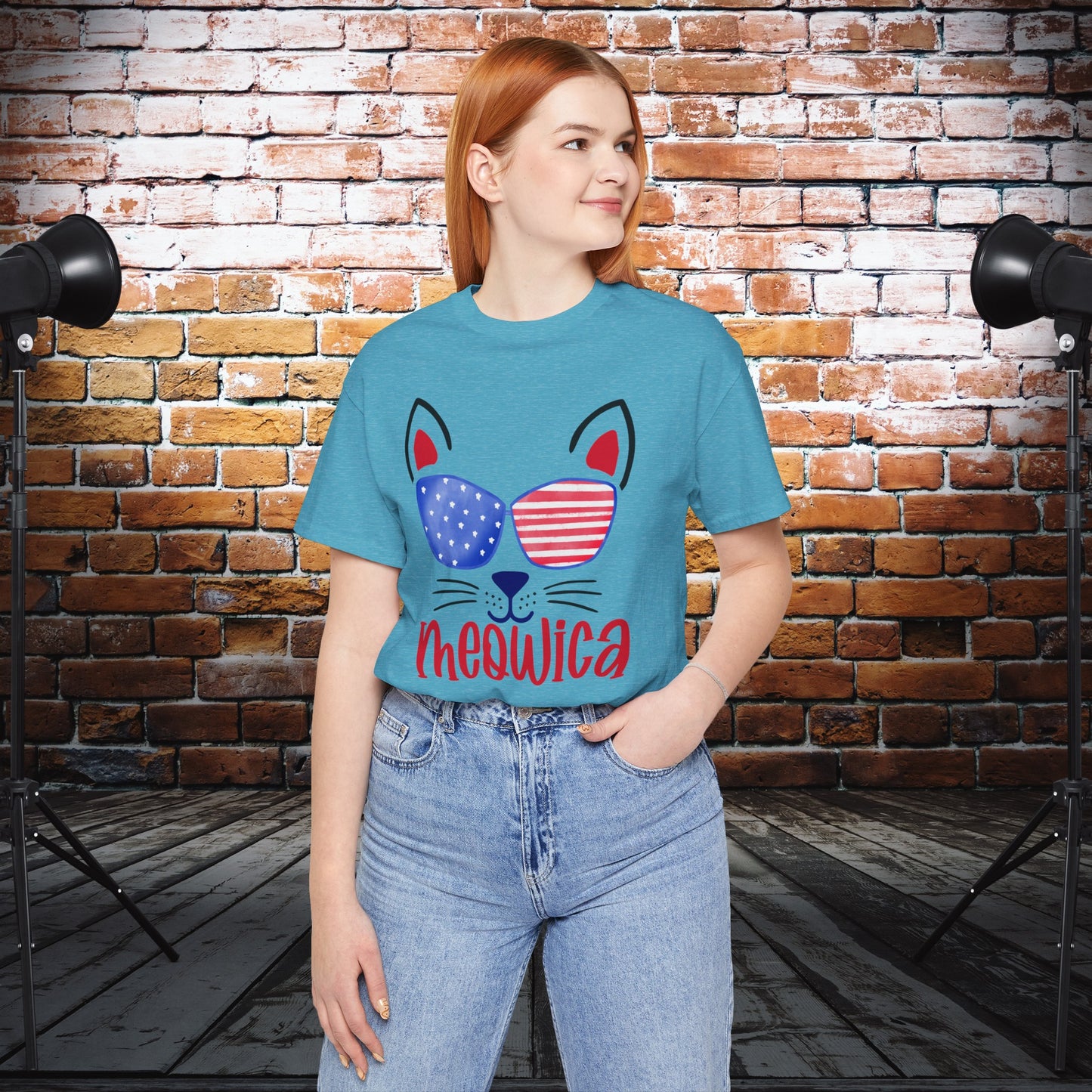 4th of July T-Shirt, Meowica T-shirt,  Fourth of July unisex jersey short sleeve.