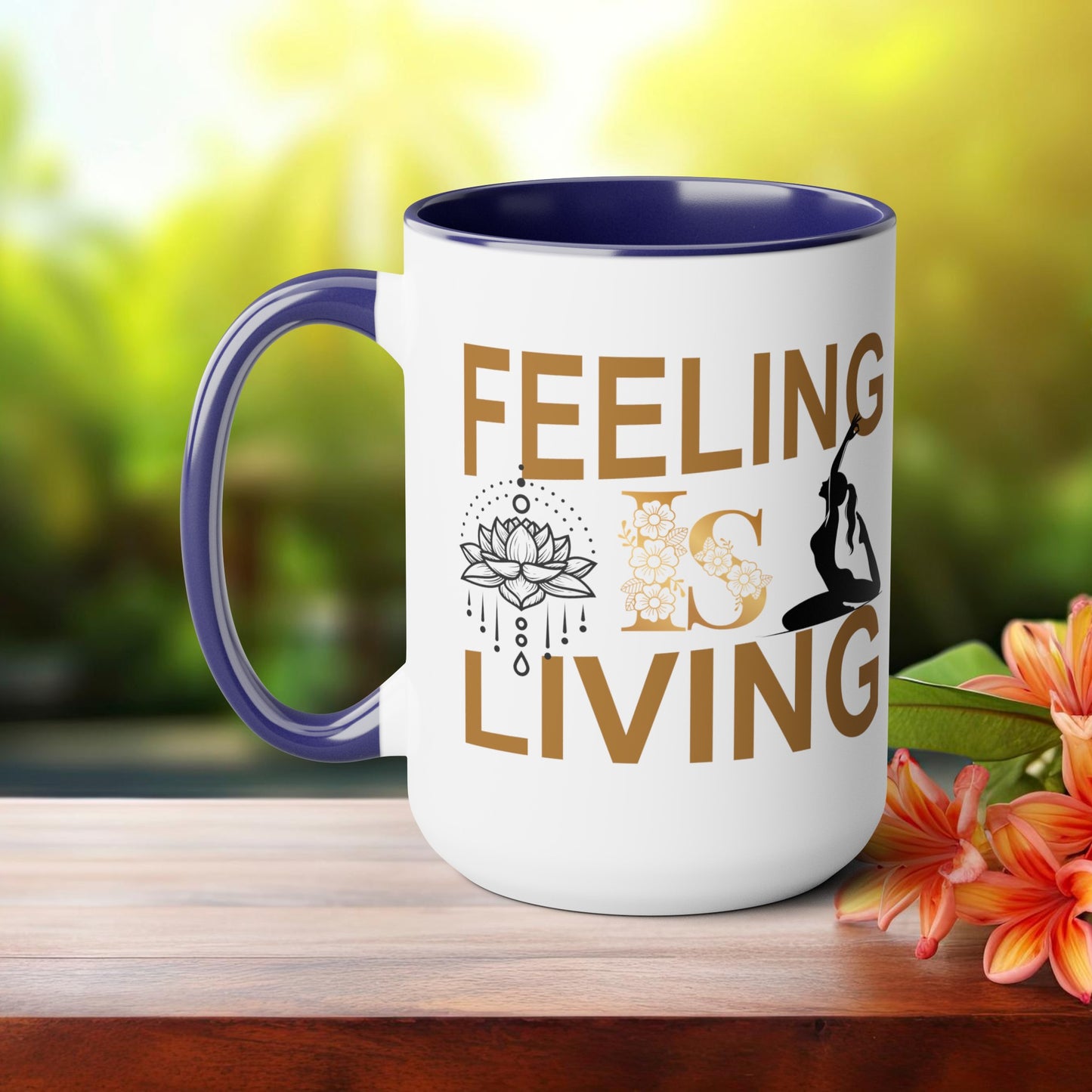 Feeling Is Living Yoga Coffee Mug, Cute Yoga Coffee Mug, Yoga lovers Coffee Mug, Yoga Instructor Gift, Gift For Yoga lover, Gift For Yogi.