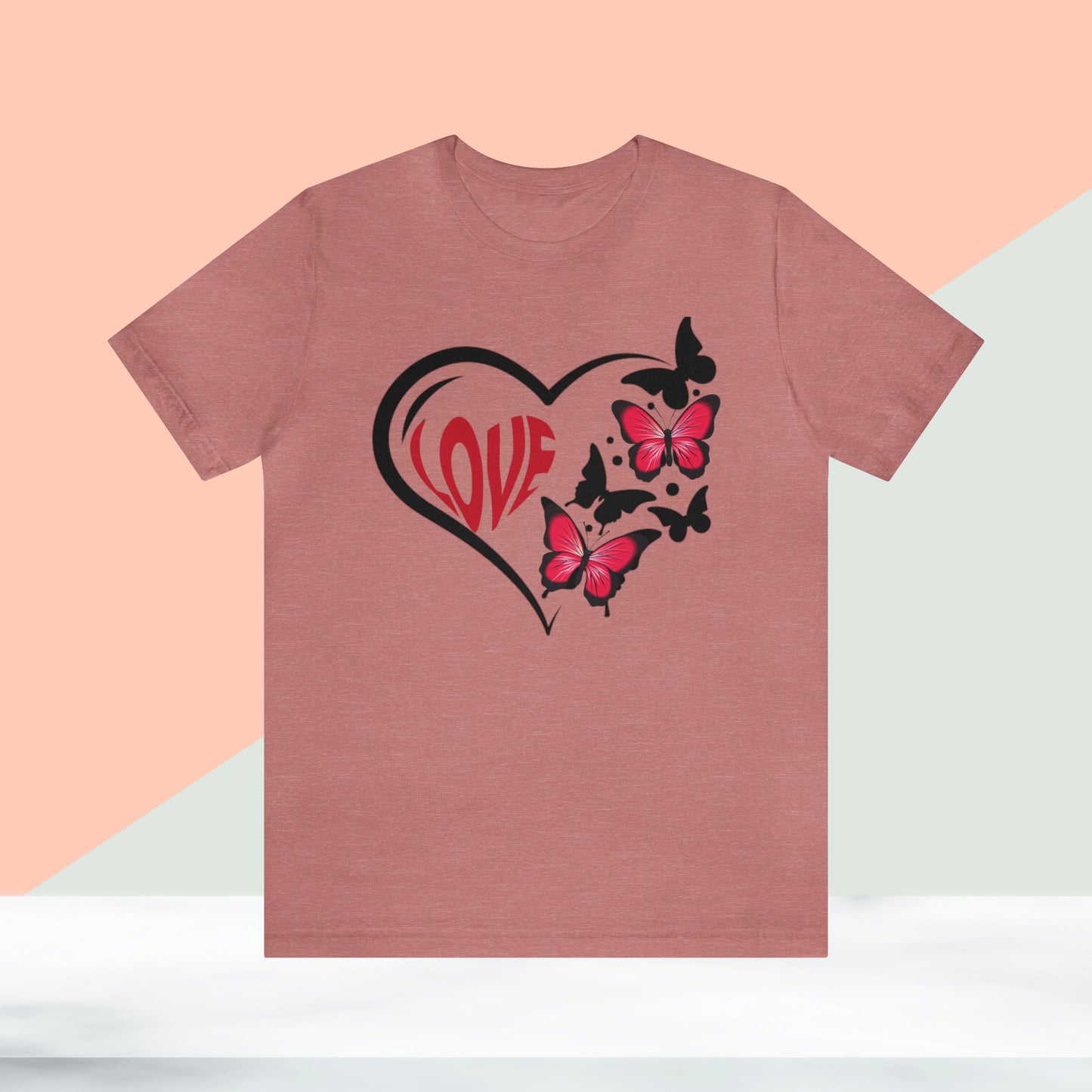 Happy valentines day butterfly heart shape Unisex Jersey Short Sleeve Tee