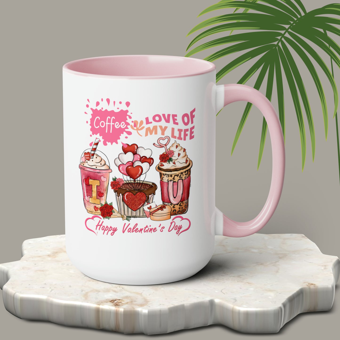 Happy valentines day Two-Tone Coffee Mugs, 15oz