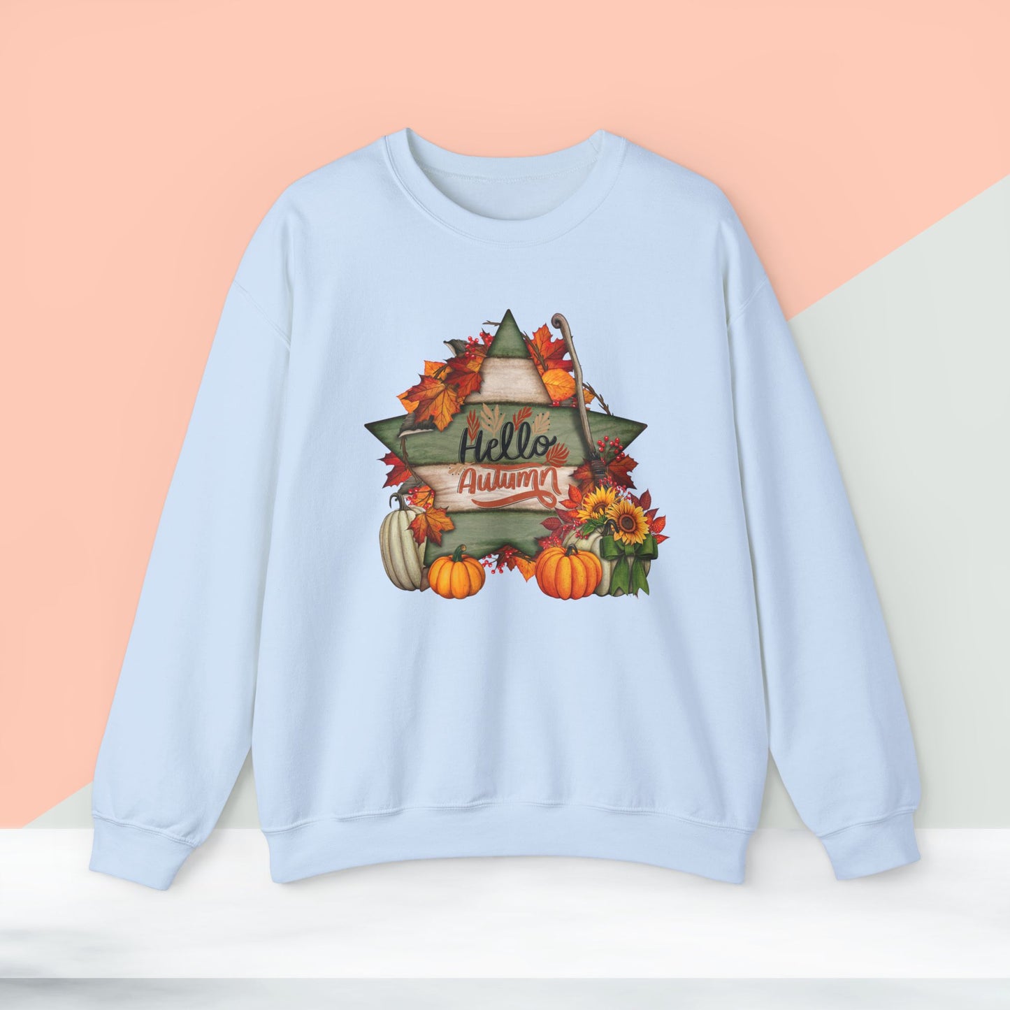 Hello Autumn Thanksgiving  Sweatshirt - Unisex Heavy Blend, Happy Thanksgiving2024 Sweatshirt, Thanksgiving Gift, Festive Sweatshirt.