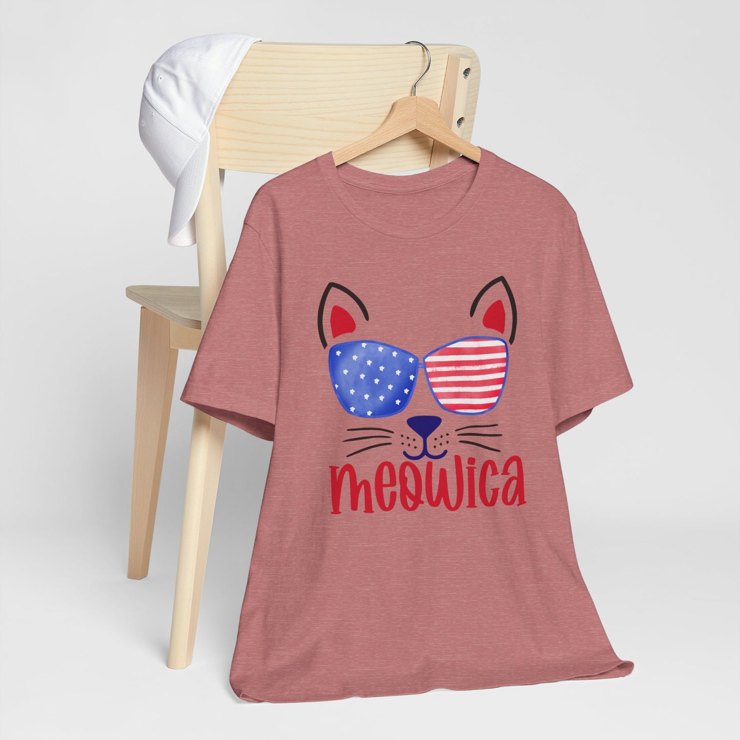 4th of July T-Shirt, Meowica T-shirt,  Fourth of July unisex jersey short sleeve.