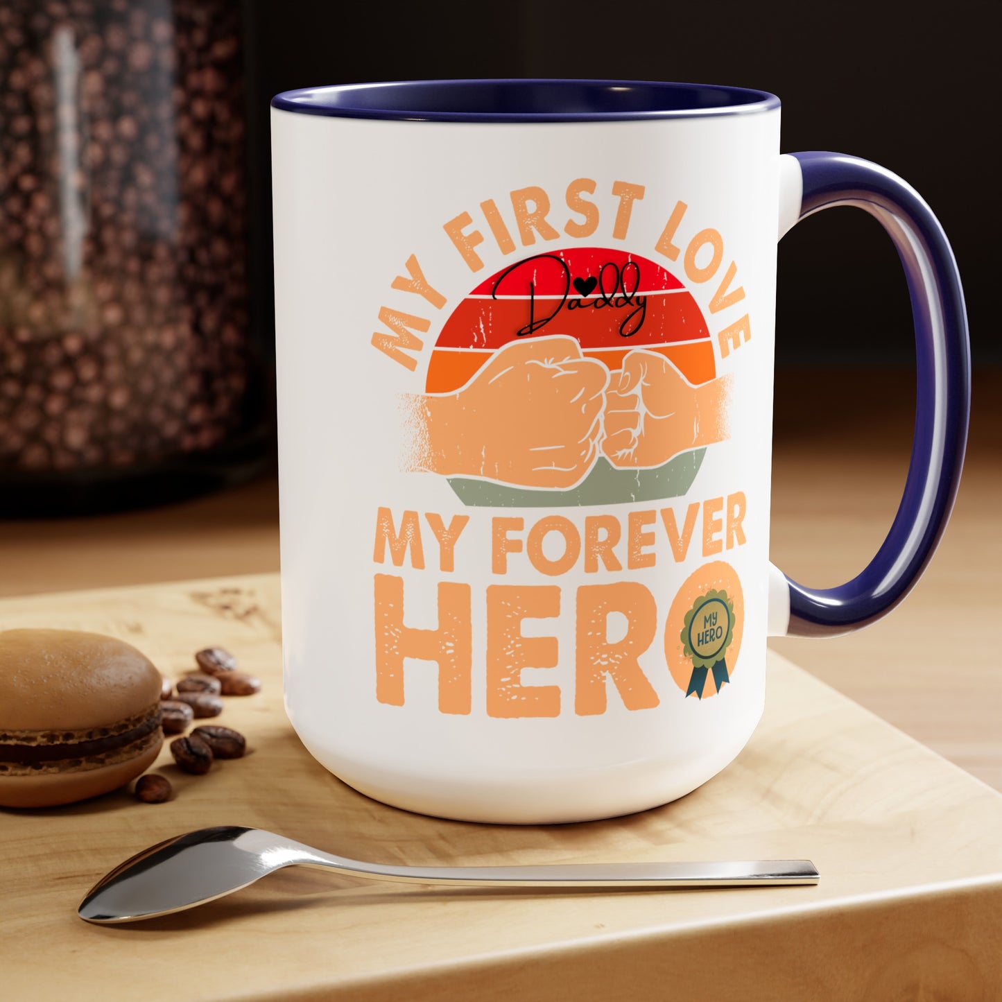 Happy father's dayTow-Tone Coffee Mug.15oz, Gift for Dad, Daddy's Coffee Mug