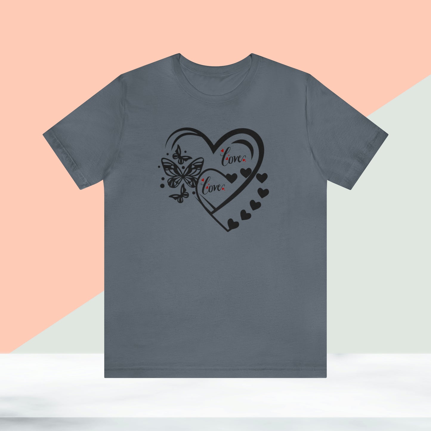 Happy valentines day butterfly heart shape Unisex Jersey Short Sleeve Tee