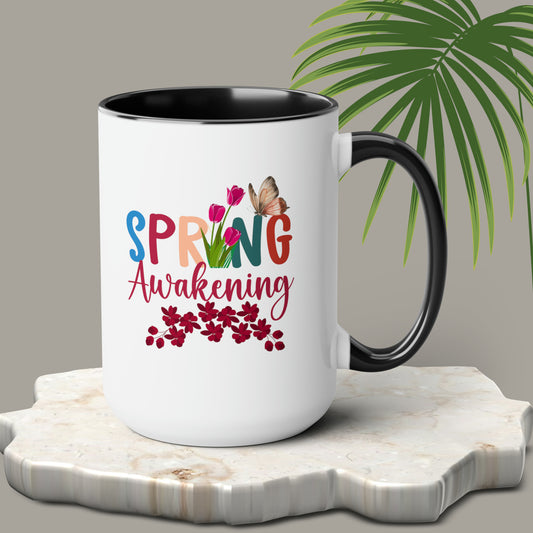 Spring Awakening Two-Tone Coffee Mugs, 15oz