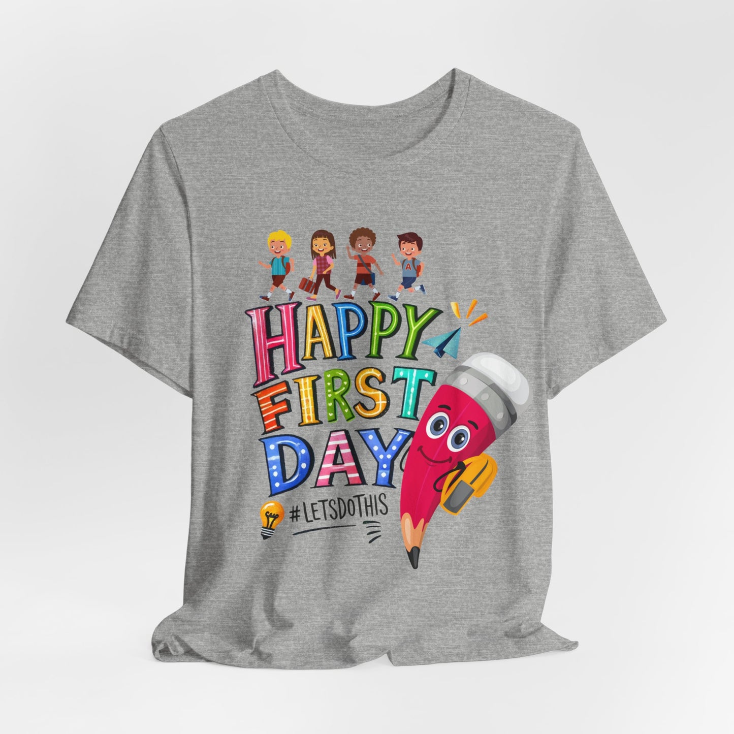 Happy First day T-Shirt, Hello Teacher T-Shirt, Back To School T-Shirt, Teach Love Inspire Teacher Shirt, Teacher Back To school unisex jersey short sleeve.First Day Vibes T-Shirt.