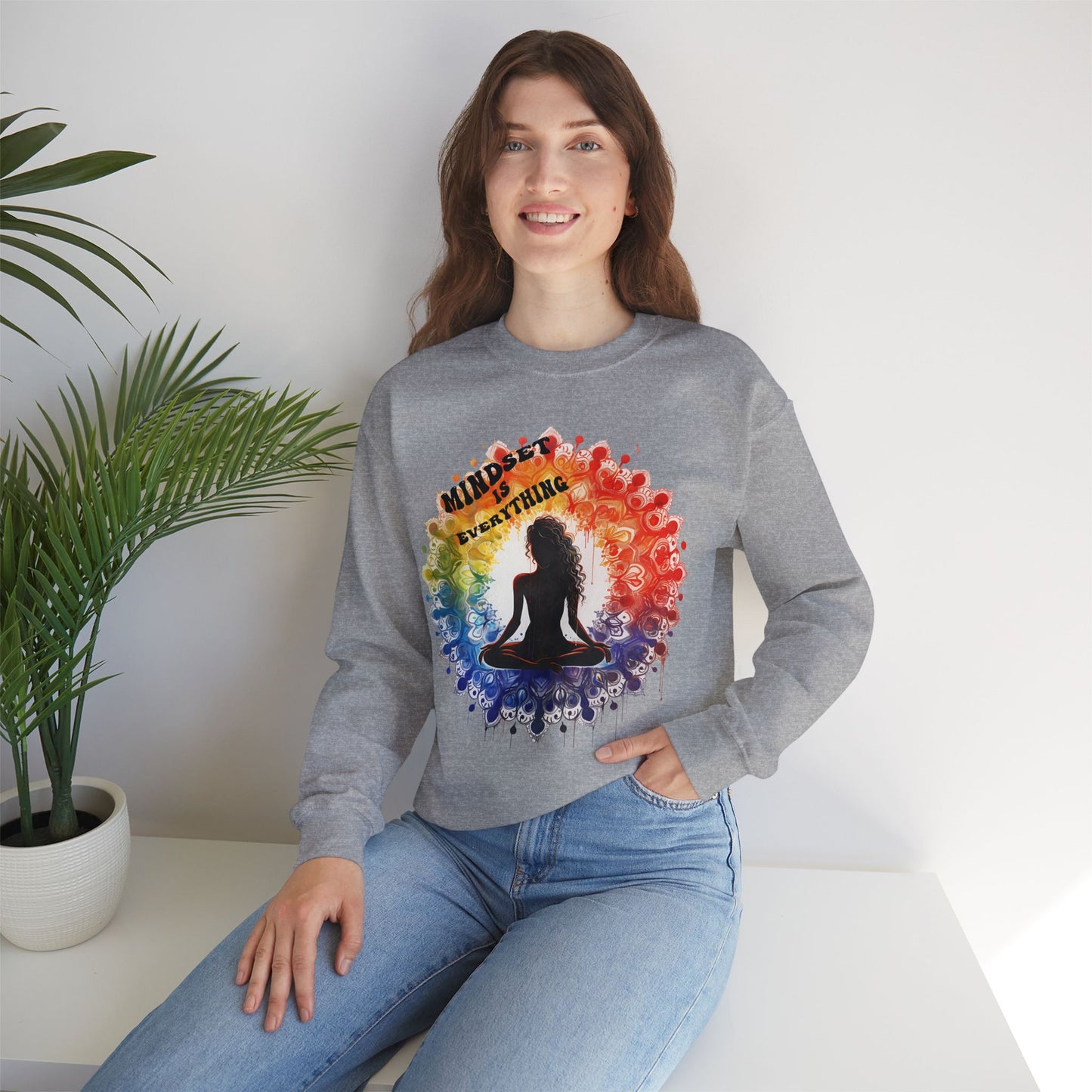 Mindset Is Everything Yoga unisex heavy blend crewneck sweatshirt,Yoga workout Sweatshirt,Yoga lovers Sweatshirt, Yoga Instructor Gift, Gym Sweatshirt, Gift For Yoga lovers, Gift For Yogi.