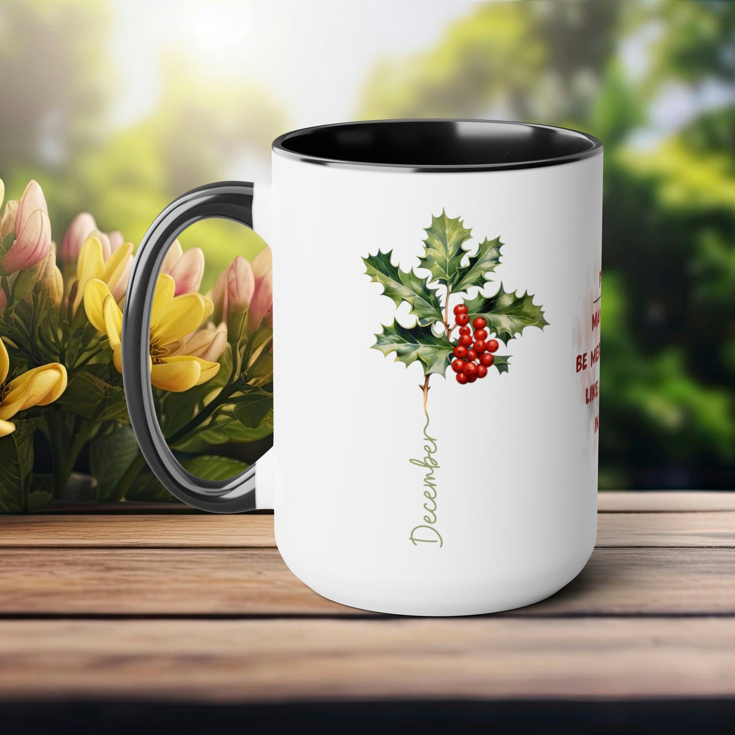 December Birth Month Flower Two-Tone Coffee Mugs, 15oz, Birth Month Flower mug.