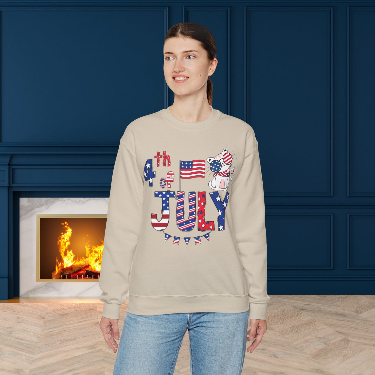 Happy 4th Of July Sweatshirt, Fourth of July unisex heavy blend crewneck sweatshirt.