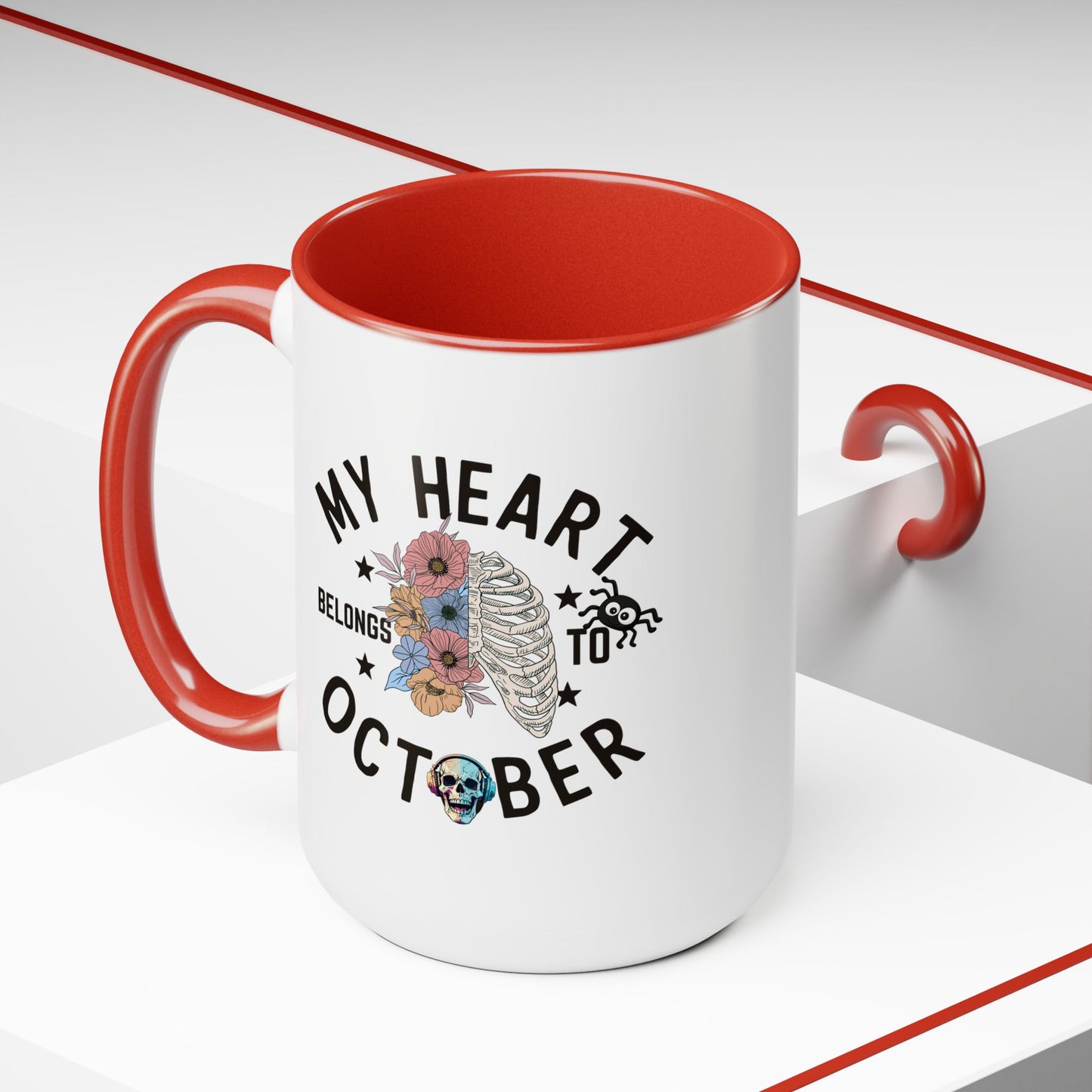 My Heart Belongs To October Halloween Coffee Mug,  Let's Go Halloween Coffee Mug, Trick or Treat Halloween Coffee Mug, Cute Skeleton Coffee Mug, Spooky Season Halloween Coffee Mug.