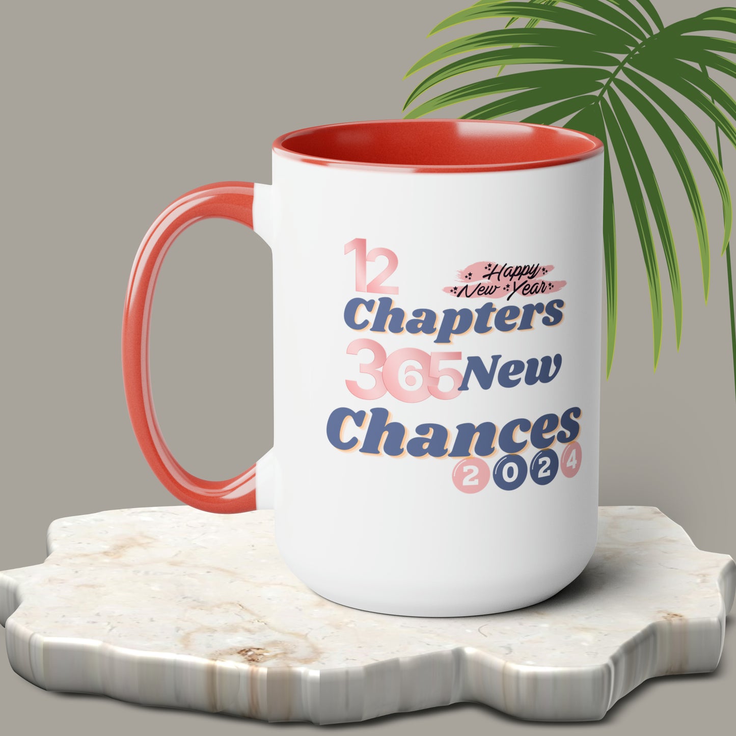 Happy New Year Two-Tone Coffee Mugs, 15oz