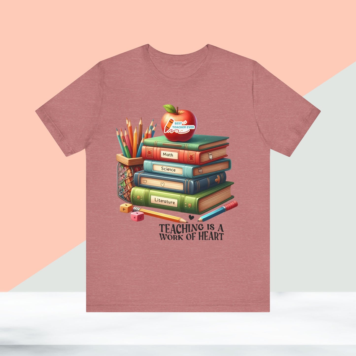 Teaching Is A Work Of Heart T-shirt, Hello Teacher T-Shirt, Back To School T-Shirt, Teach Love Inspire Teacher Shirt, Teacher Back To school unisex jersey short sleeve.First Day Vibes T-Shirt.