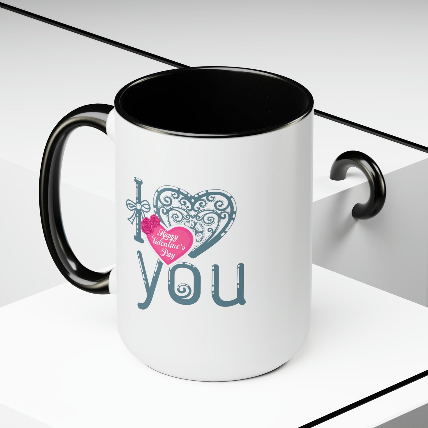 Happy valentines day Two-Tone Coffee Mugs, 15oz